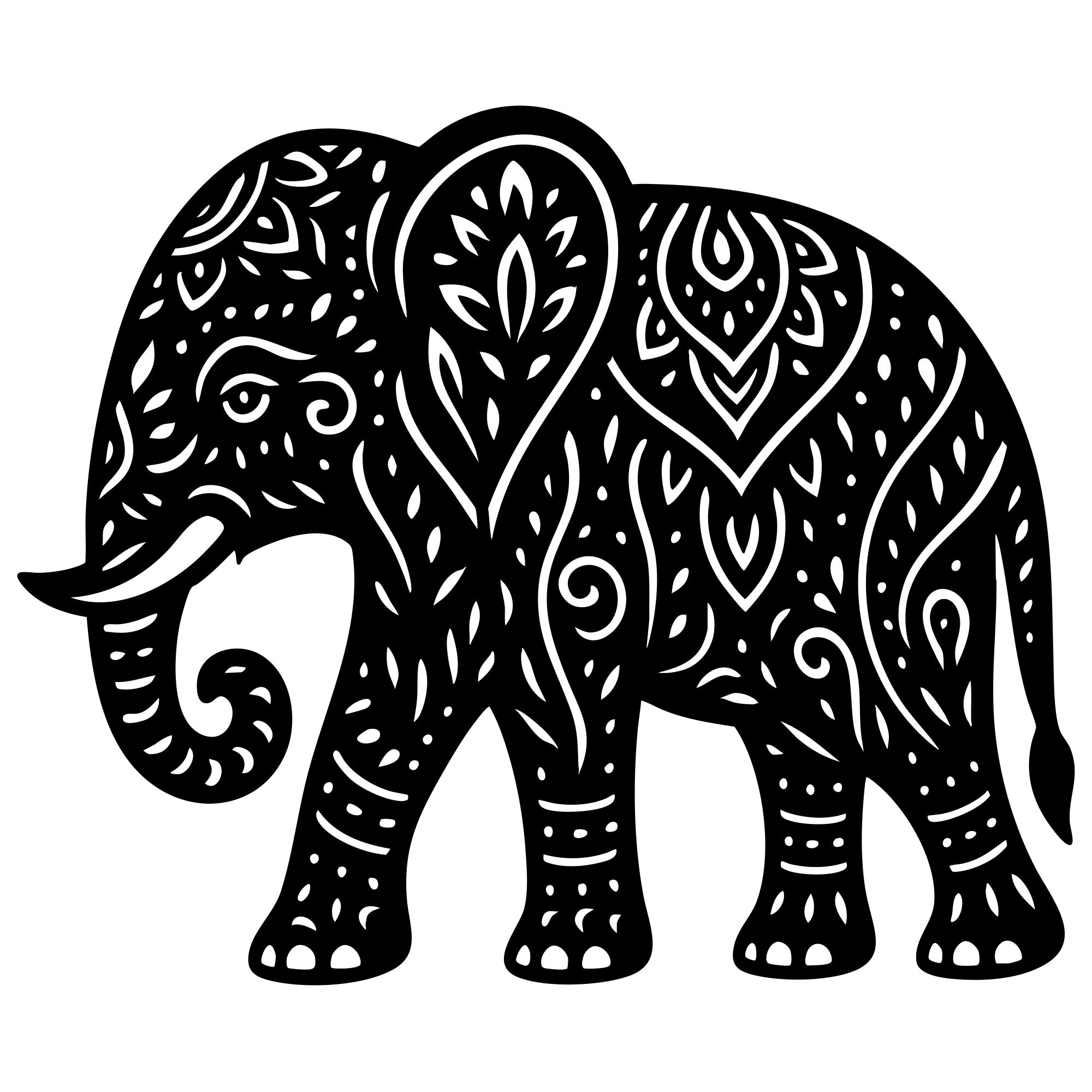 Mandala Elephant DXF File – CNC Cutting Design | AWELEPHANT706