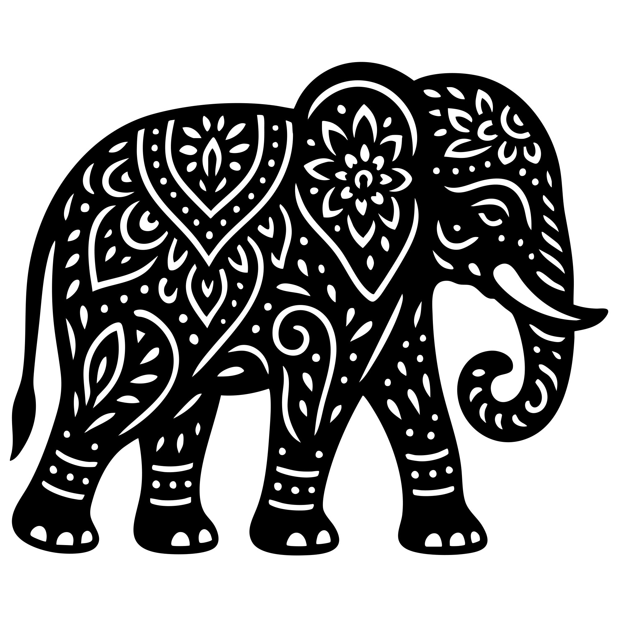 Mandala Elephant DXF File – CNC Cutting Design | AWELEPHANT707