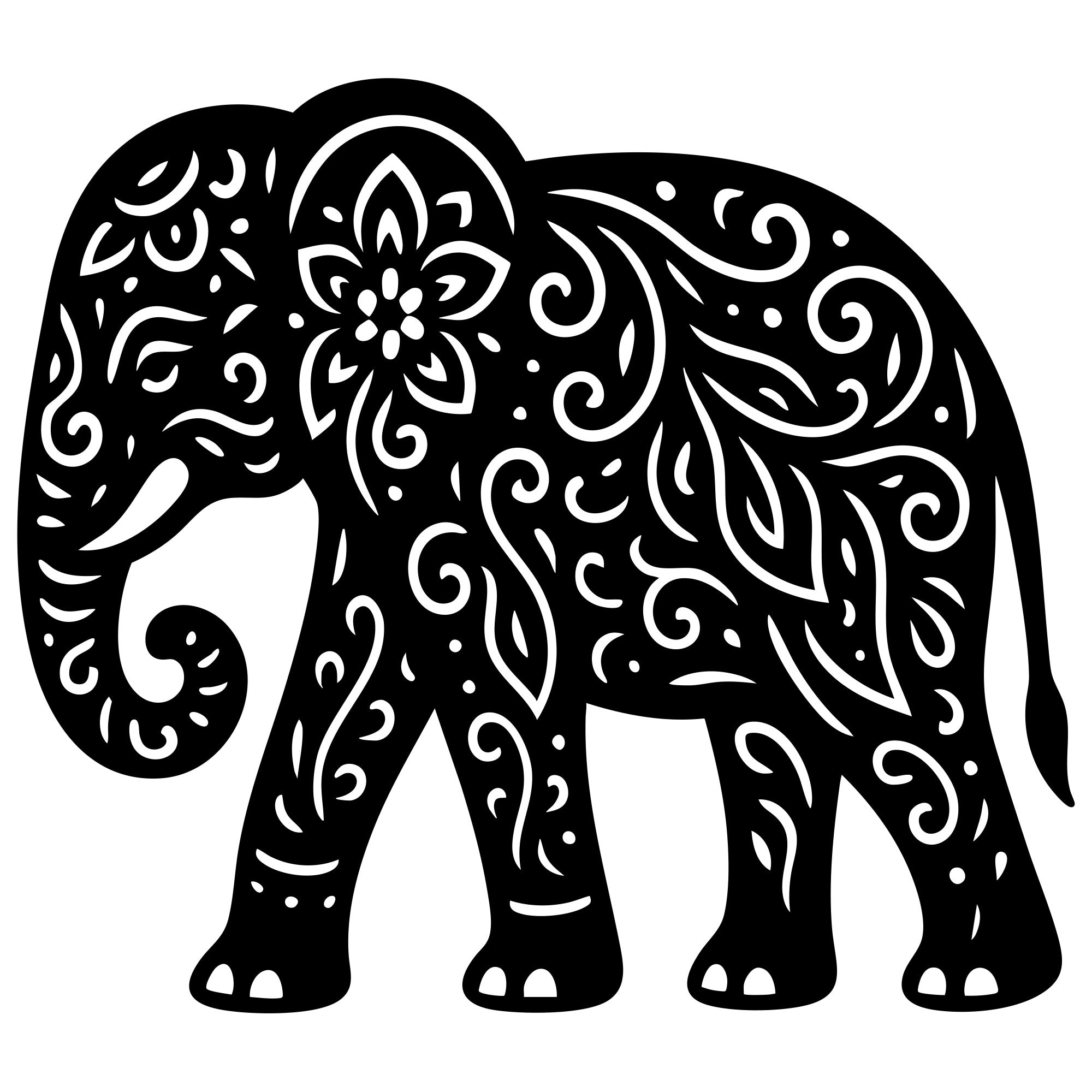 Mandala Elephant DXF File – CNC Cutting Design | AWELEPHANT708