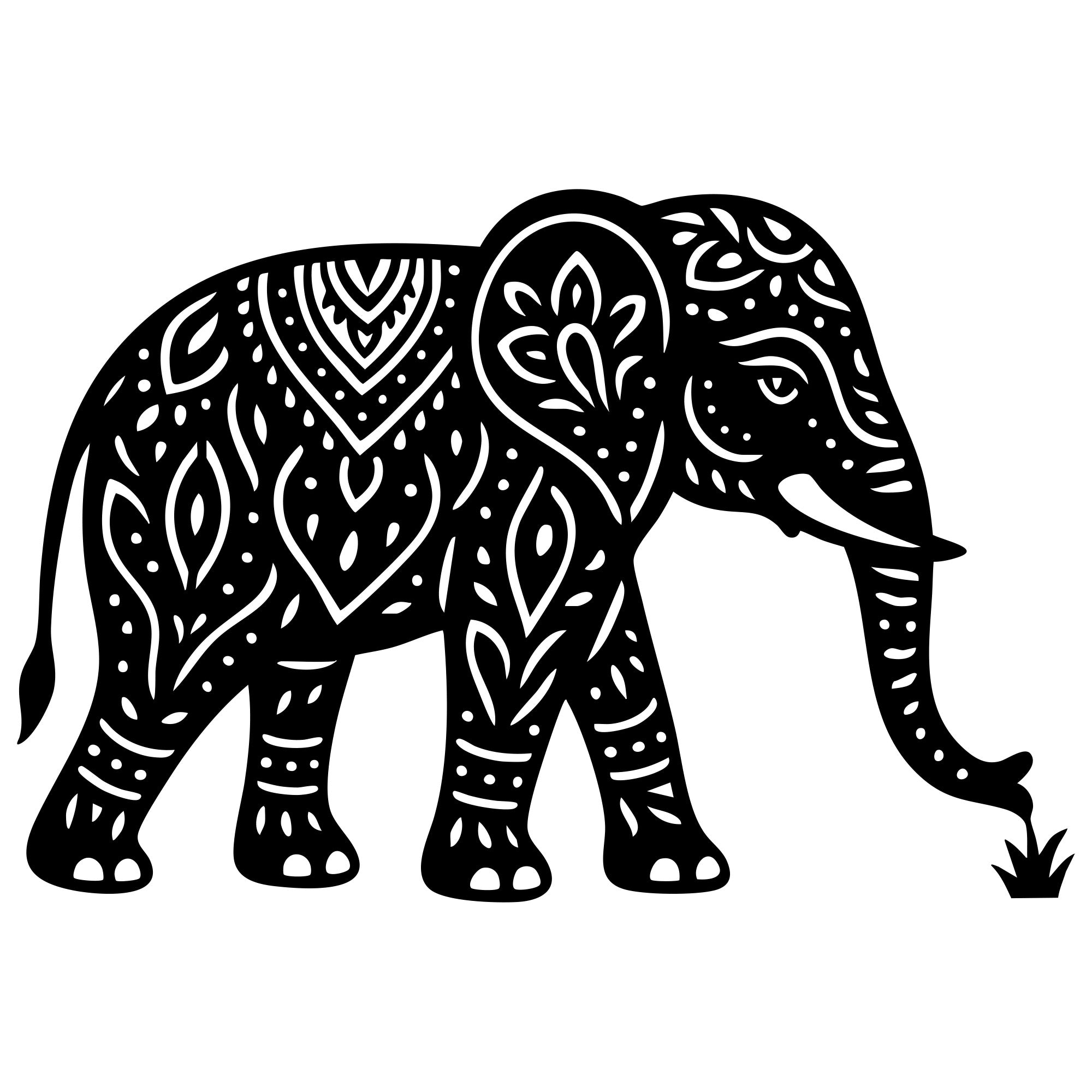 Mandala Elephant DXF File – CNC Cutting Design | AWELEPHANT709