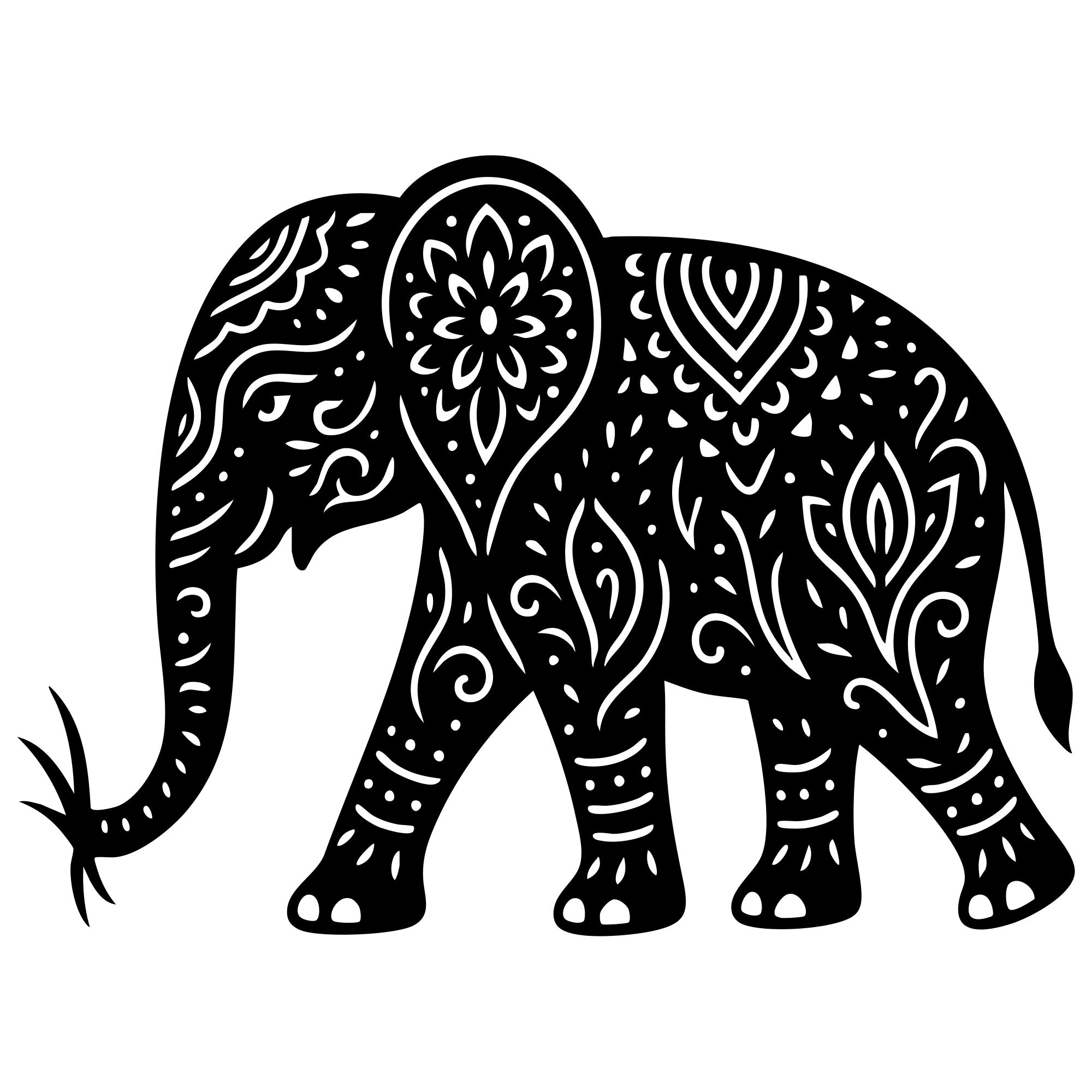 Mandala Elephant DXF File – CNC Cutting Design | AWELEPHANT714