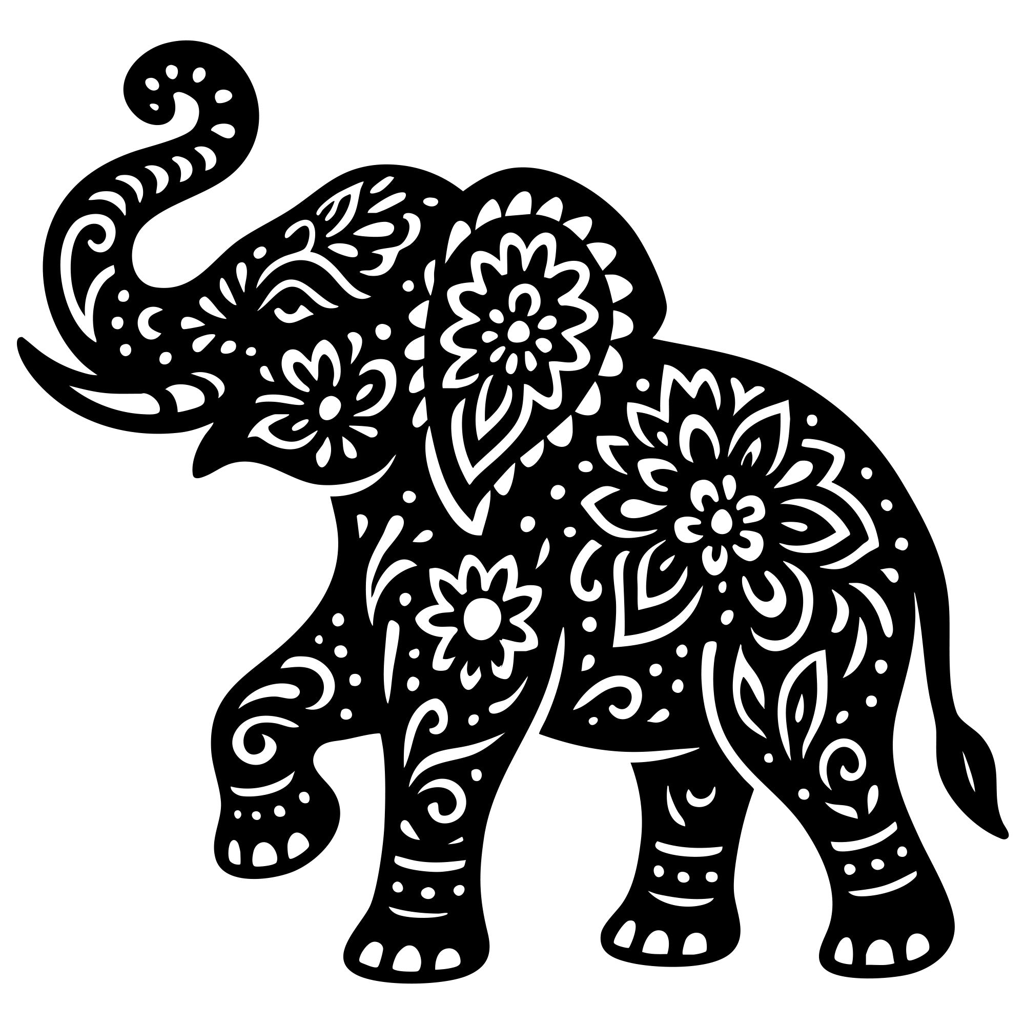 Mandala Elephant DXF File – CNC Cutting Design | AWELEPHANT716