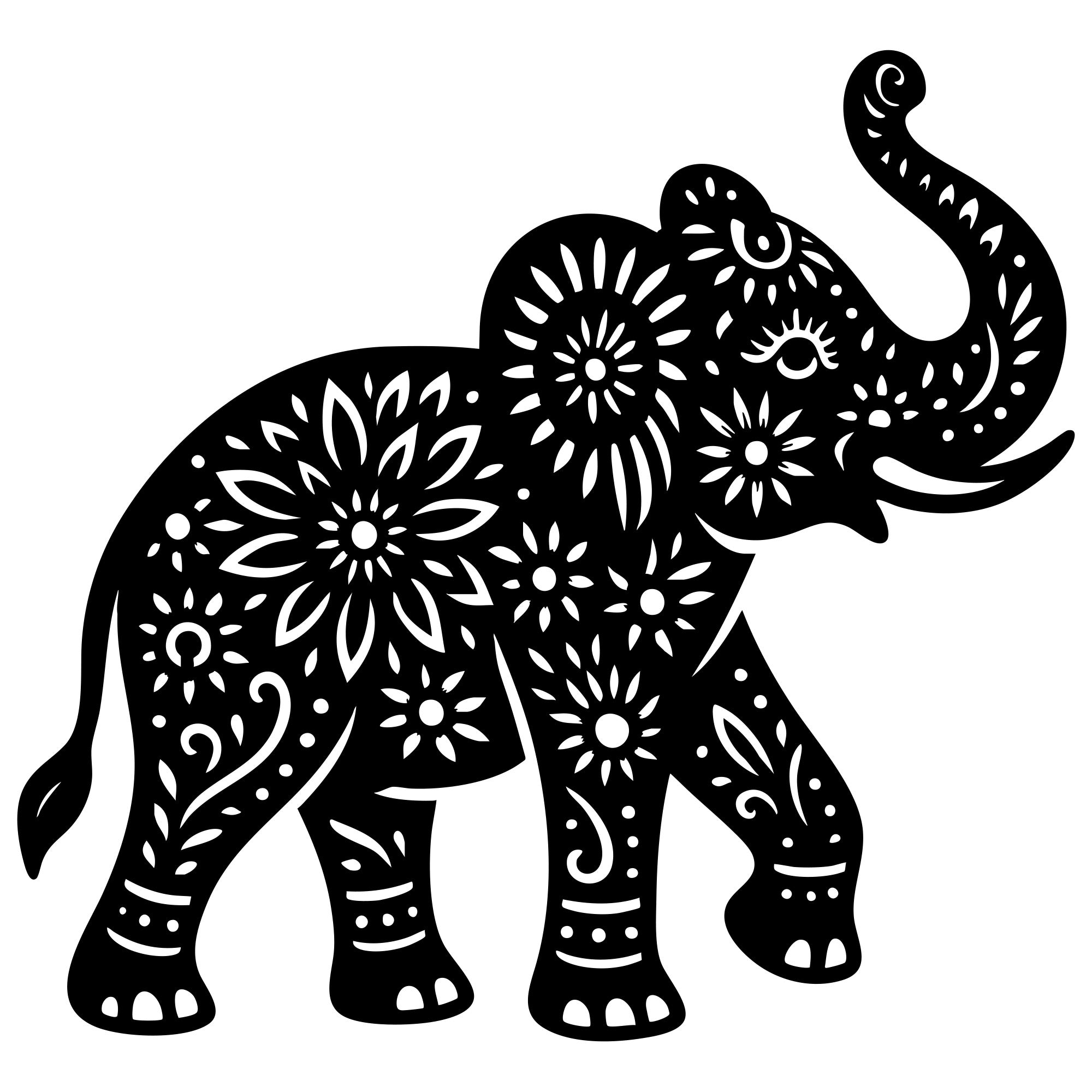 Mandala Elephant DXF File – CNC Cutting Design | AWELEPHANT717