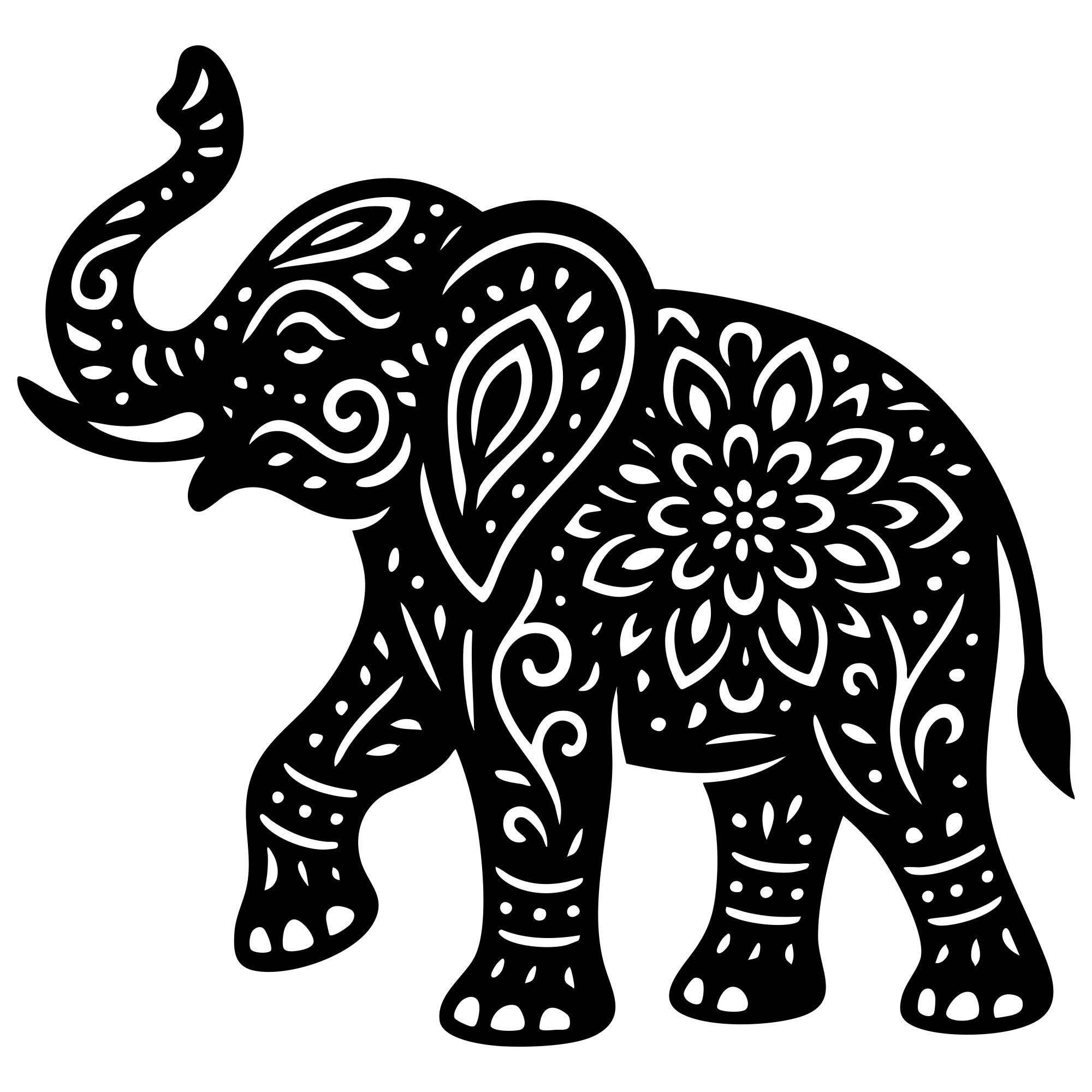Mandala Elephant DXF File – CNC Cutting Design | AWELEPHANT718
