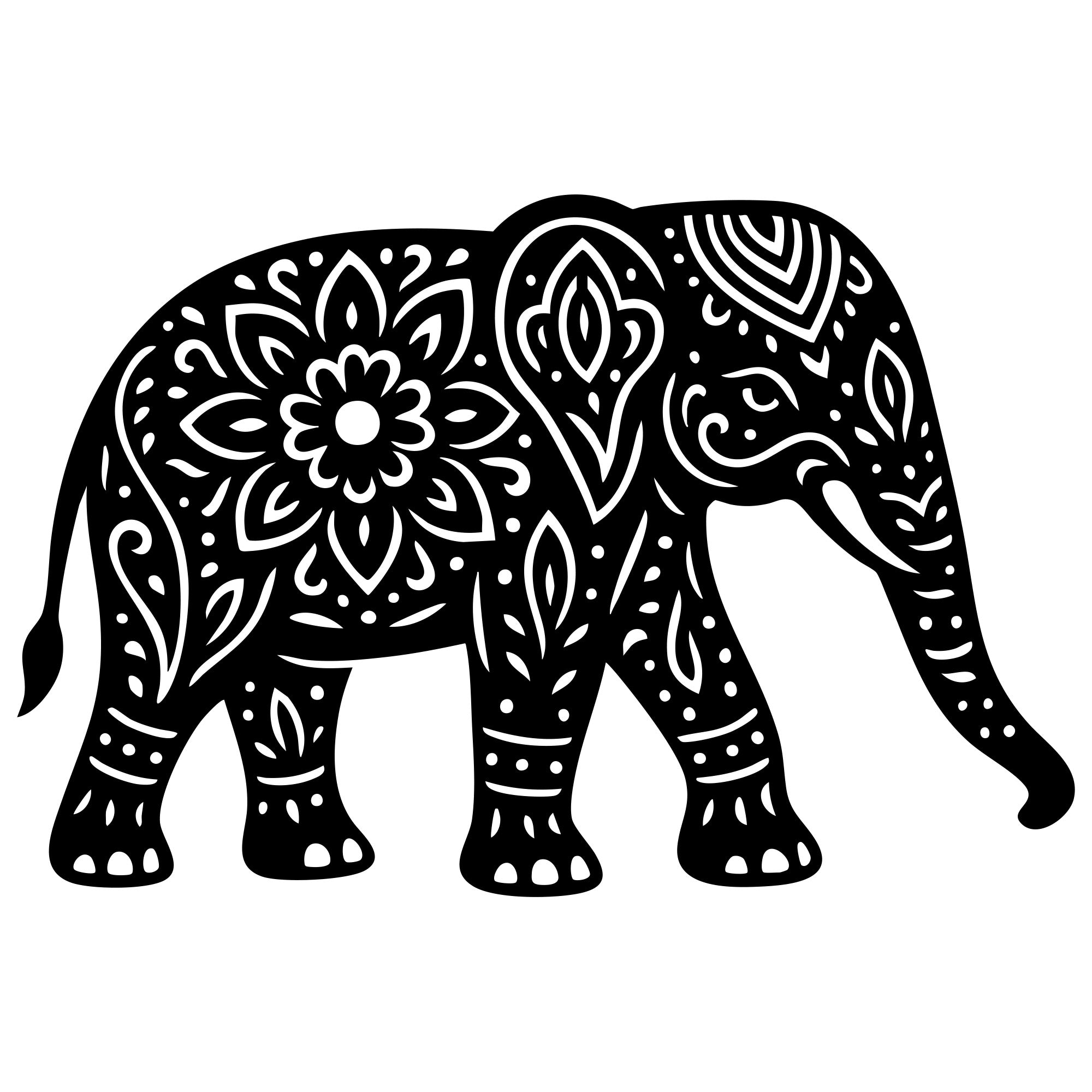 Mandala Elephant DXF File – CNC Cutting Design | AWELEPHANT721