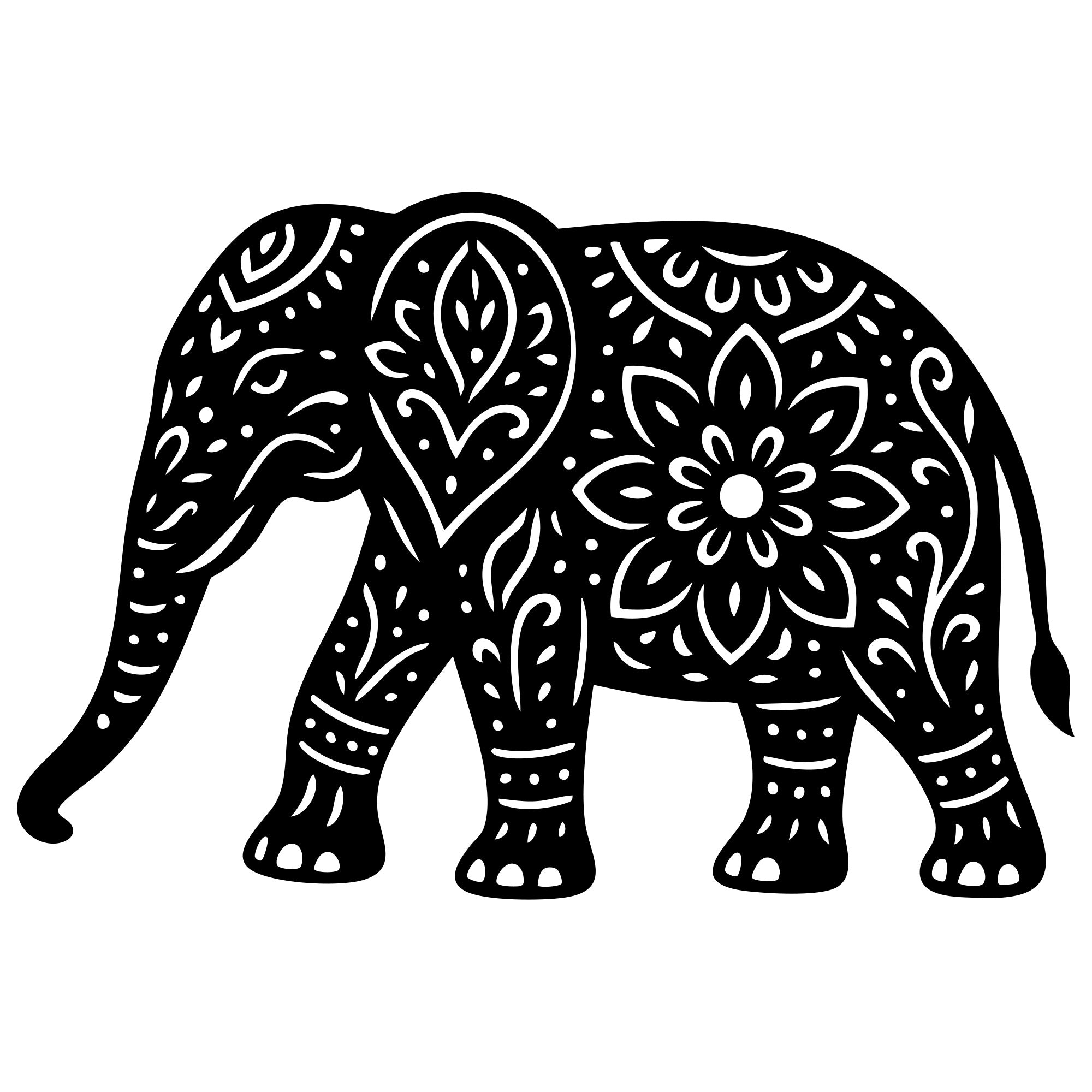 Mandala Elephant DXF File – CNC Cutting Design | AWELEPHANT722