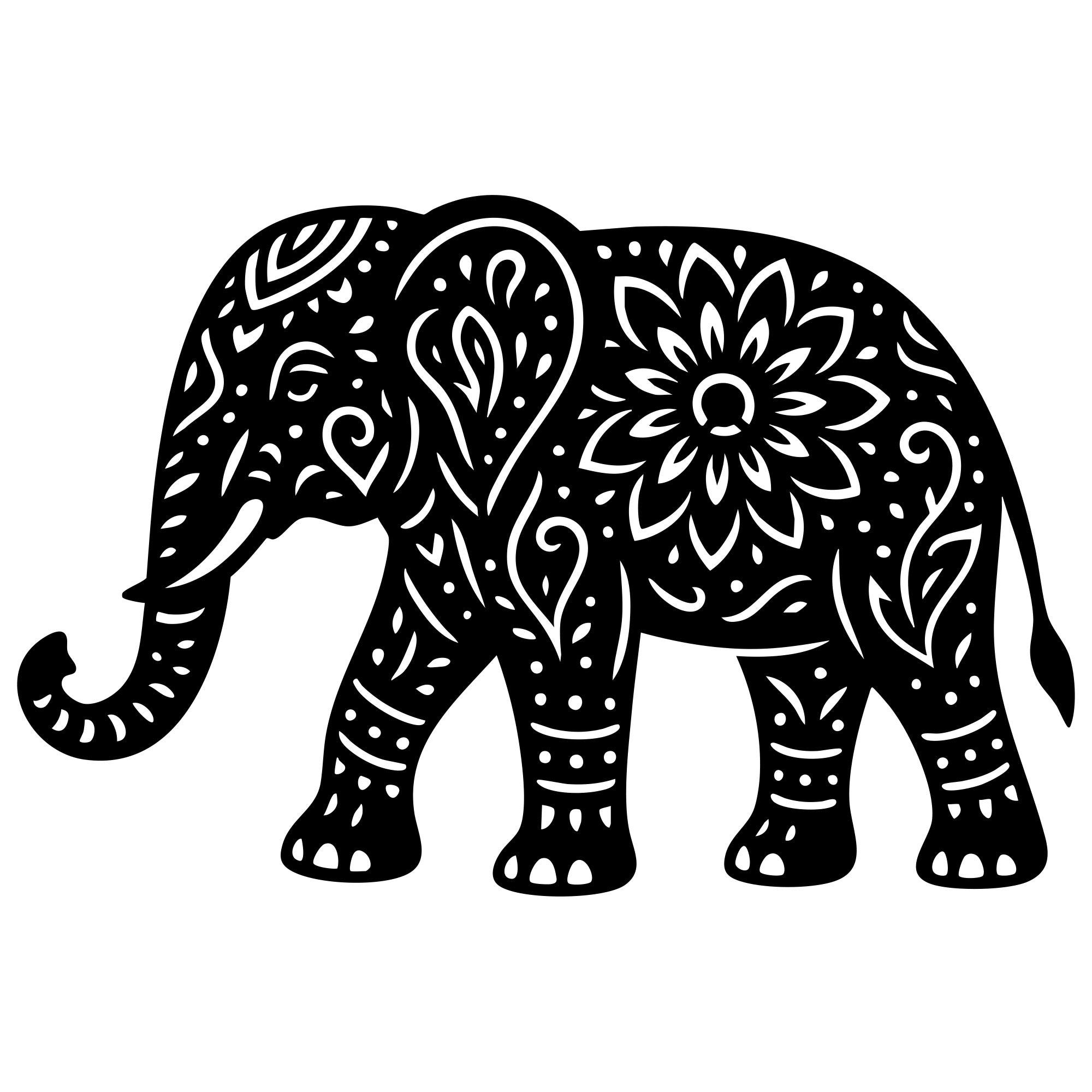 Mandala Elephant DXF File – CNC Cutting Design | AWELEPHANT724
