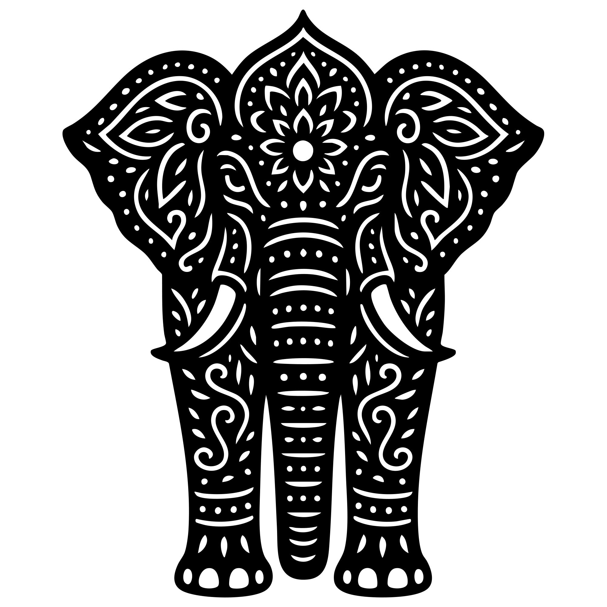Mandala Elephant DXF File – CNC Cutting Design | AWELEPHANT728