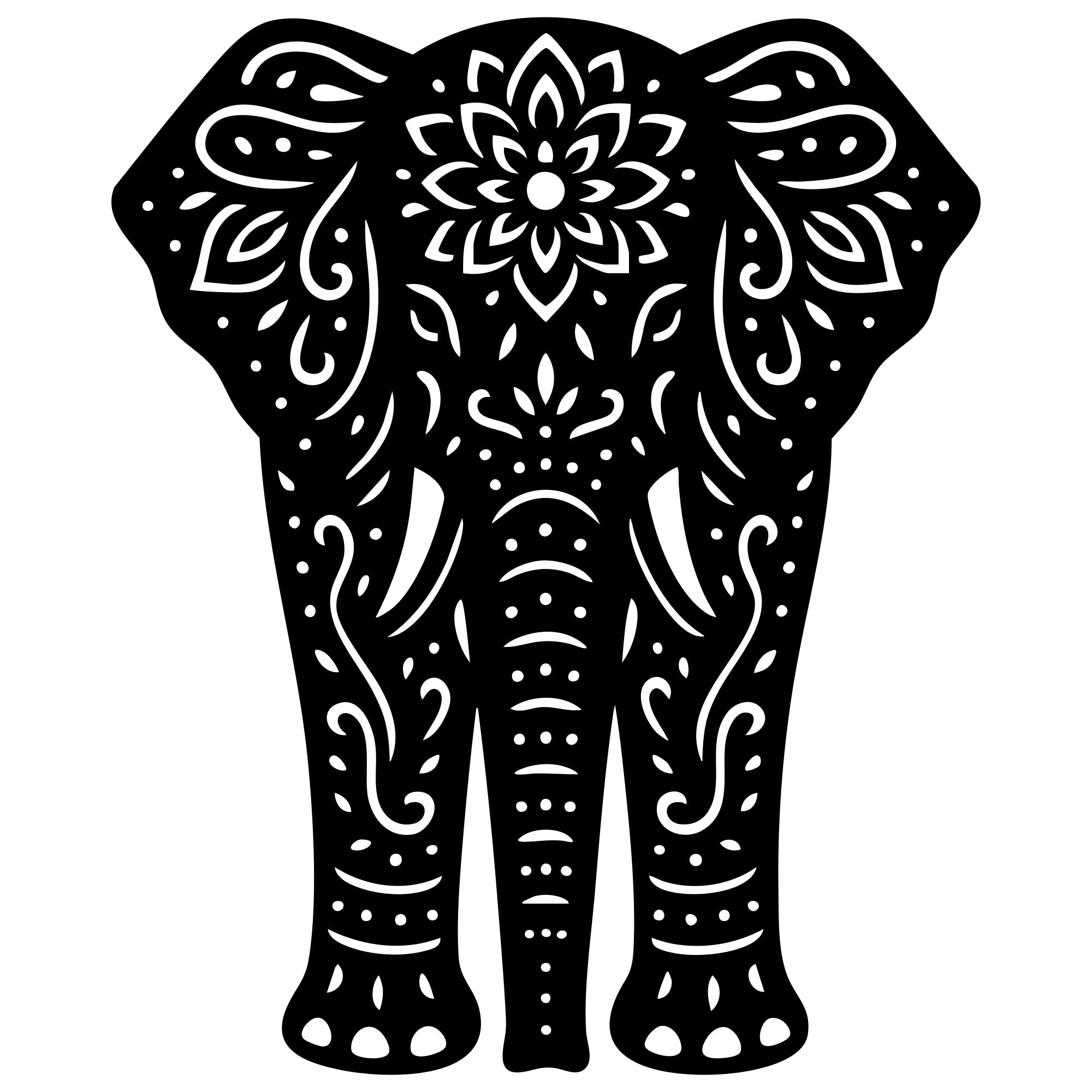 Mandala Elephant DXF File – CNC Cutting Design | AWELEPHANT732