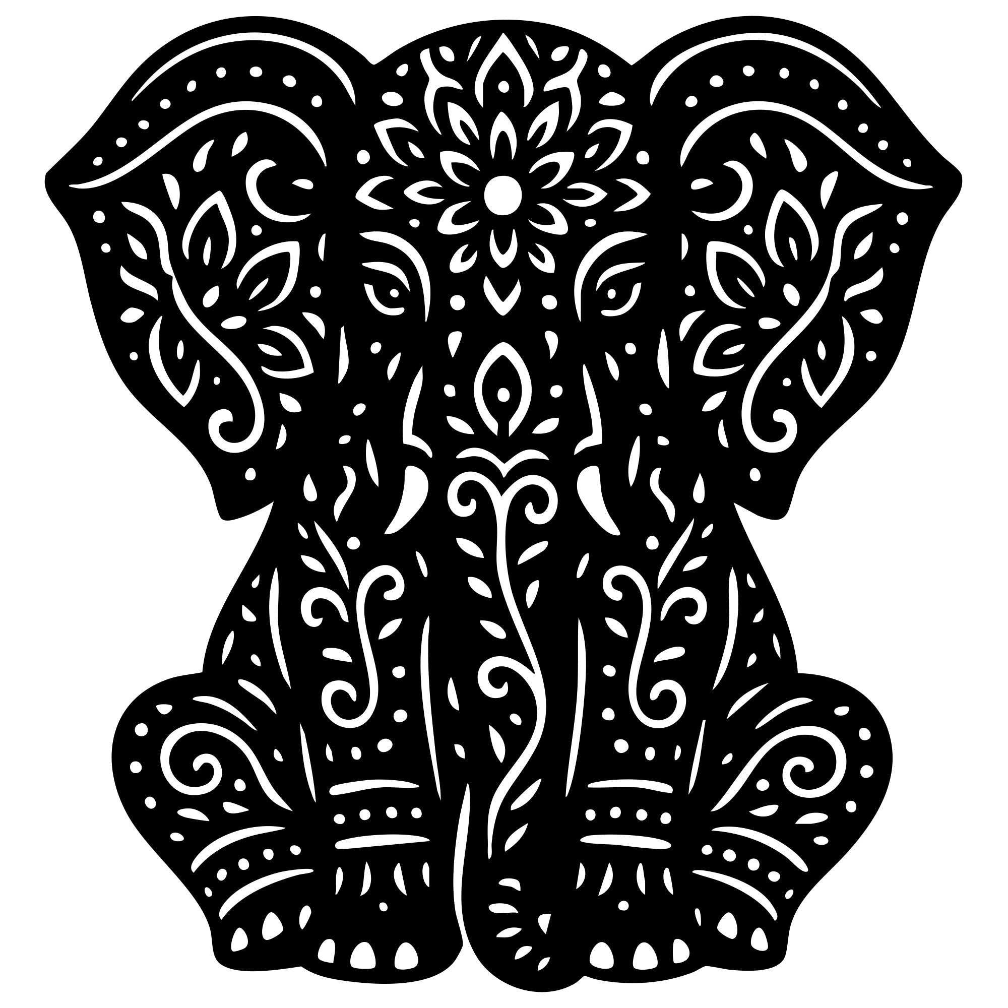 Mandala Elephant DXF File – CNC Cutting Design | AWELEPHANT736