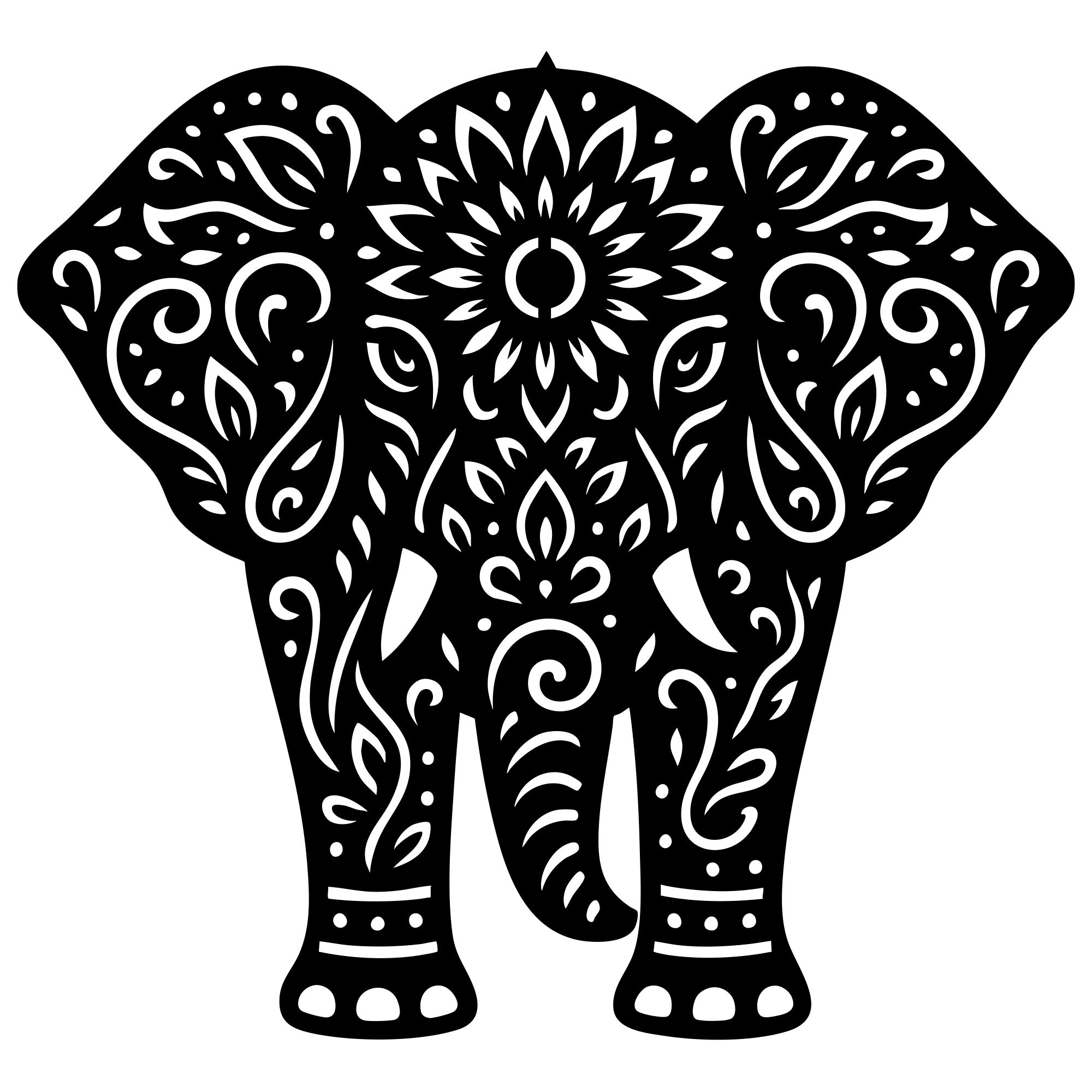 Mandala Elephant DXF File – CNC Cutting Design | AWELEPHANT737