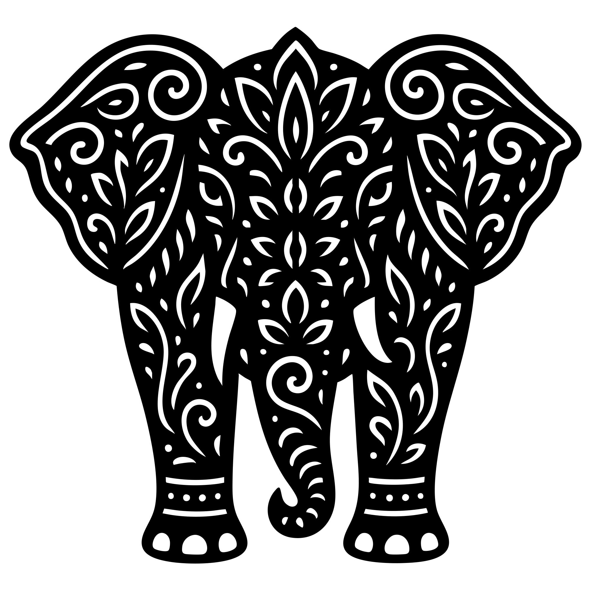 Mandala Elephant DXF File – CNC Cutting Design | AWELEPHANT739