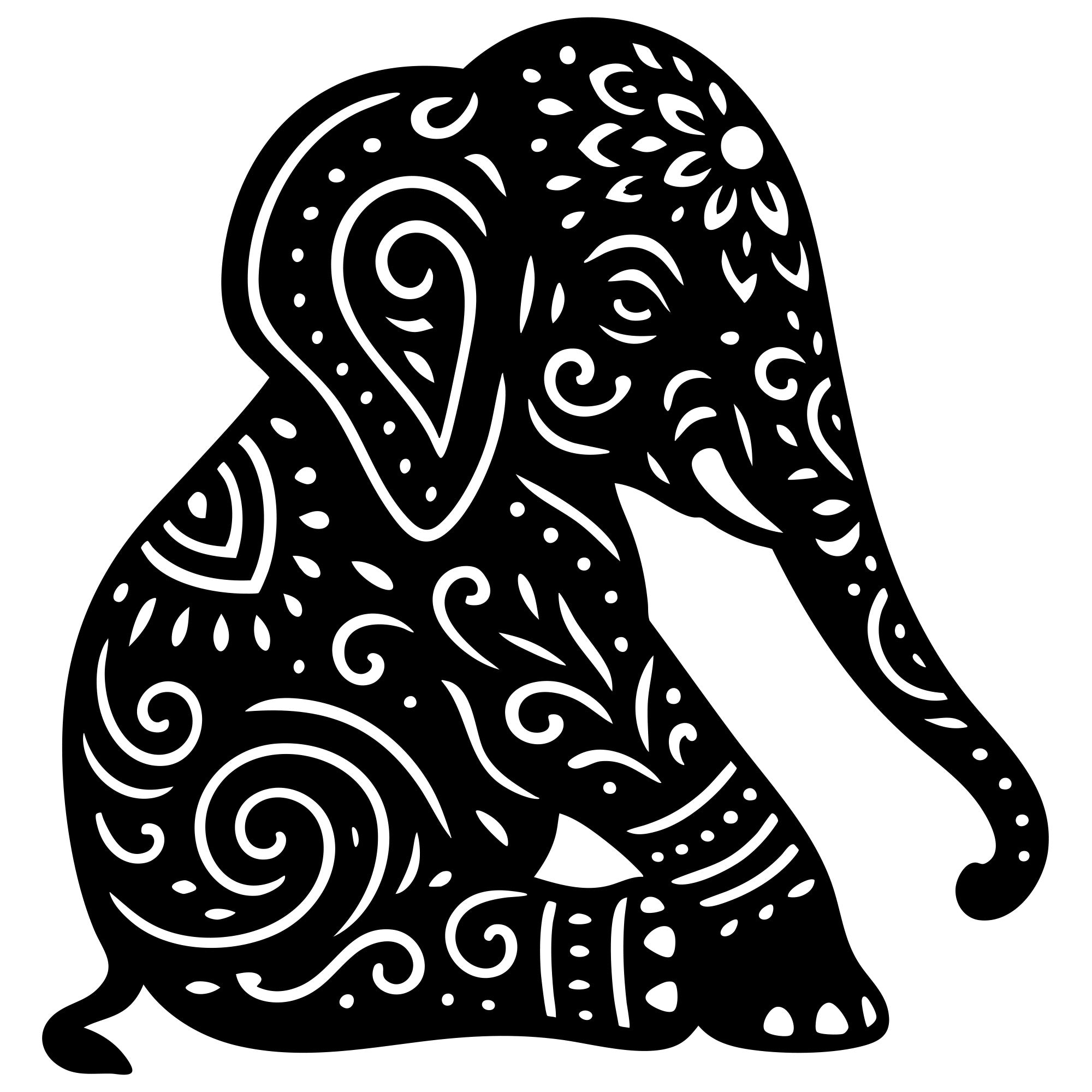 Mandala Elephant DXF File – CNC Cutting Design | AWELEPHANT742