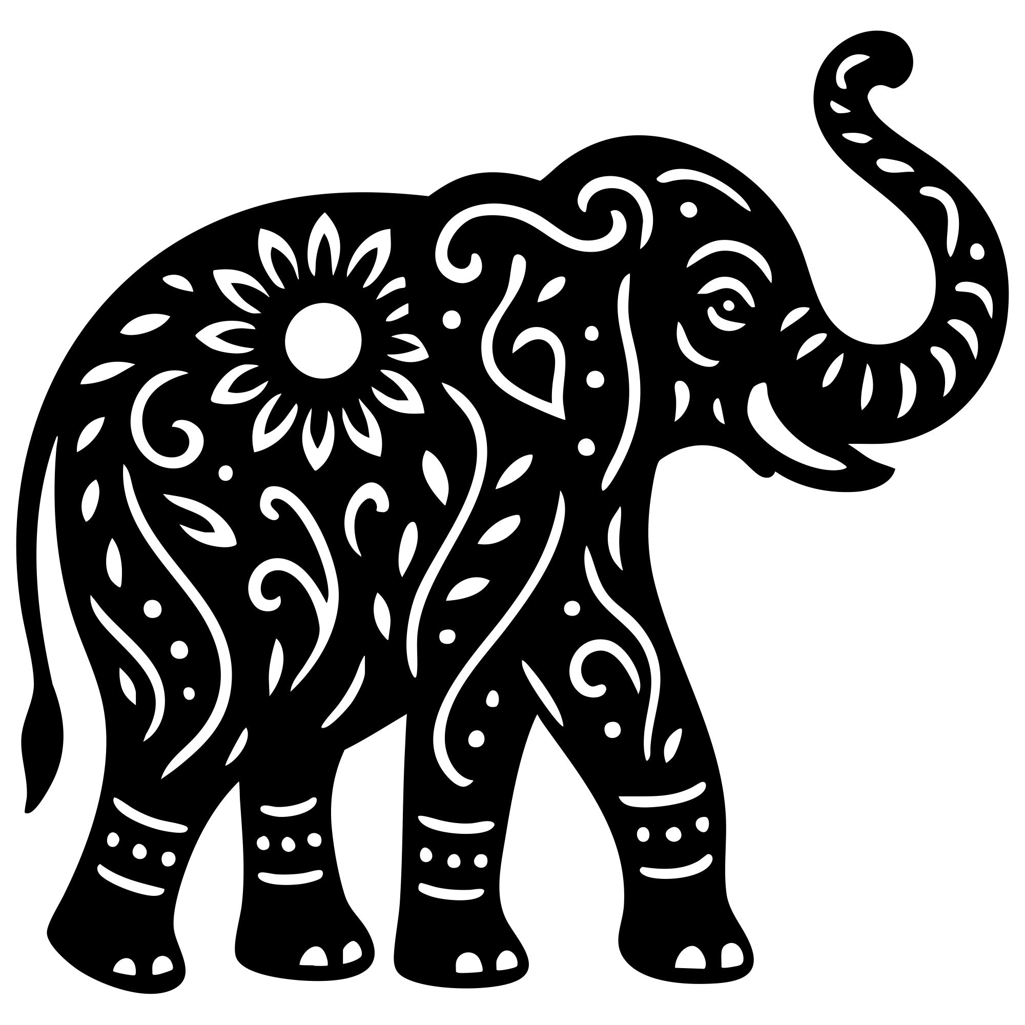 Mandala Elephant DXF File – CNC Cutting Design | AWELEPHANT744