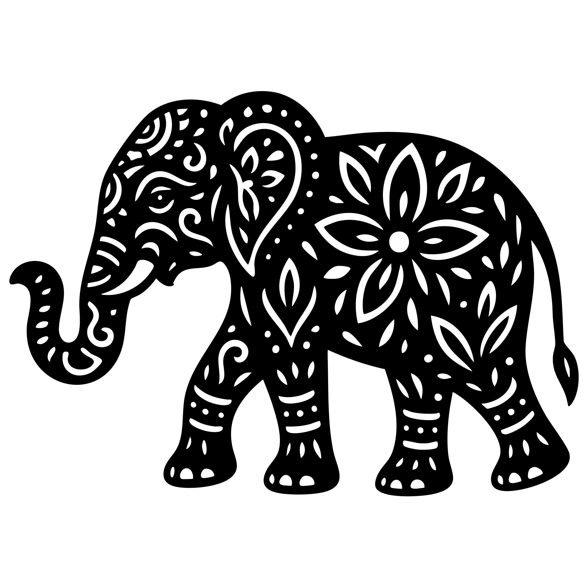 Mandala Elephant DXF File – CNC Cutting Design | AWELEPHANT745