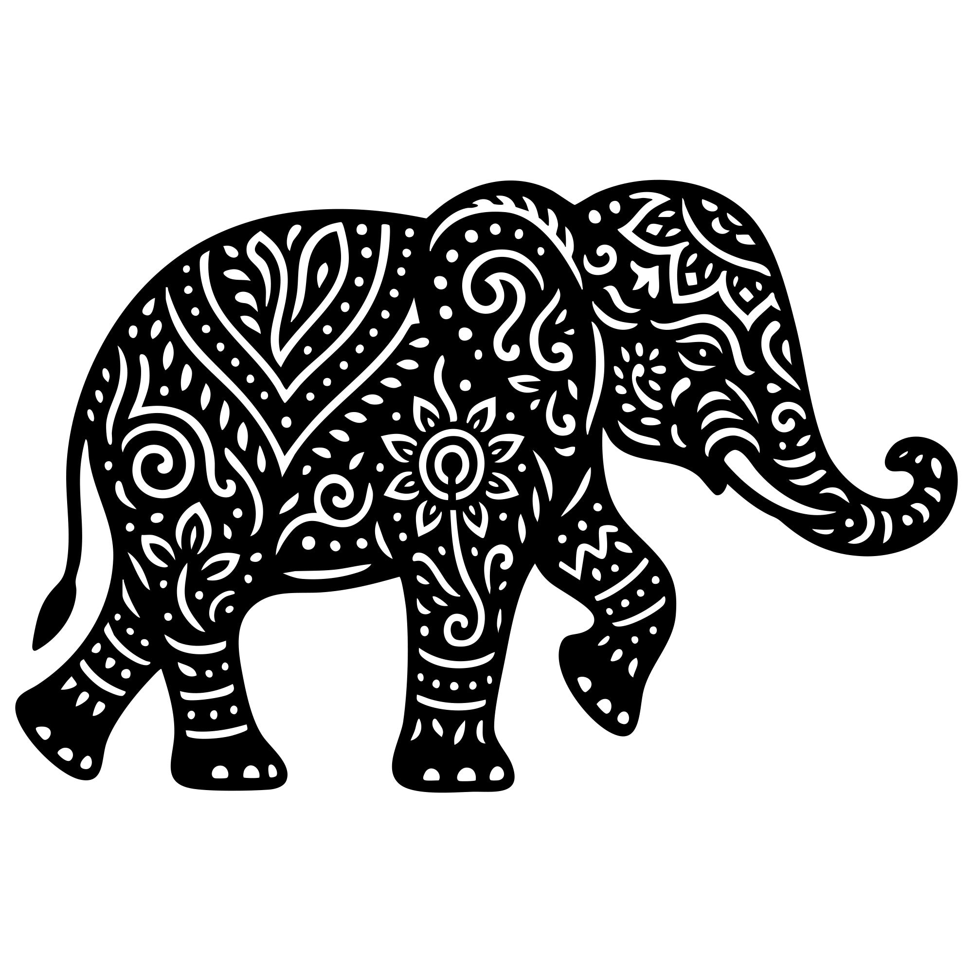Mandala Elephant DXF File – CNC Cutting Design | AWELEPHANT748