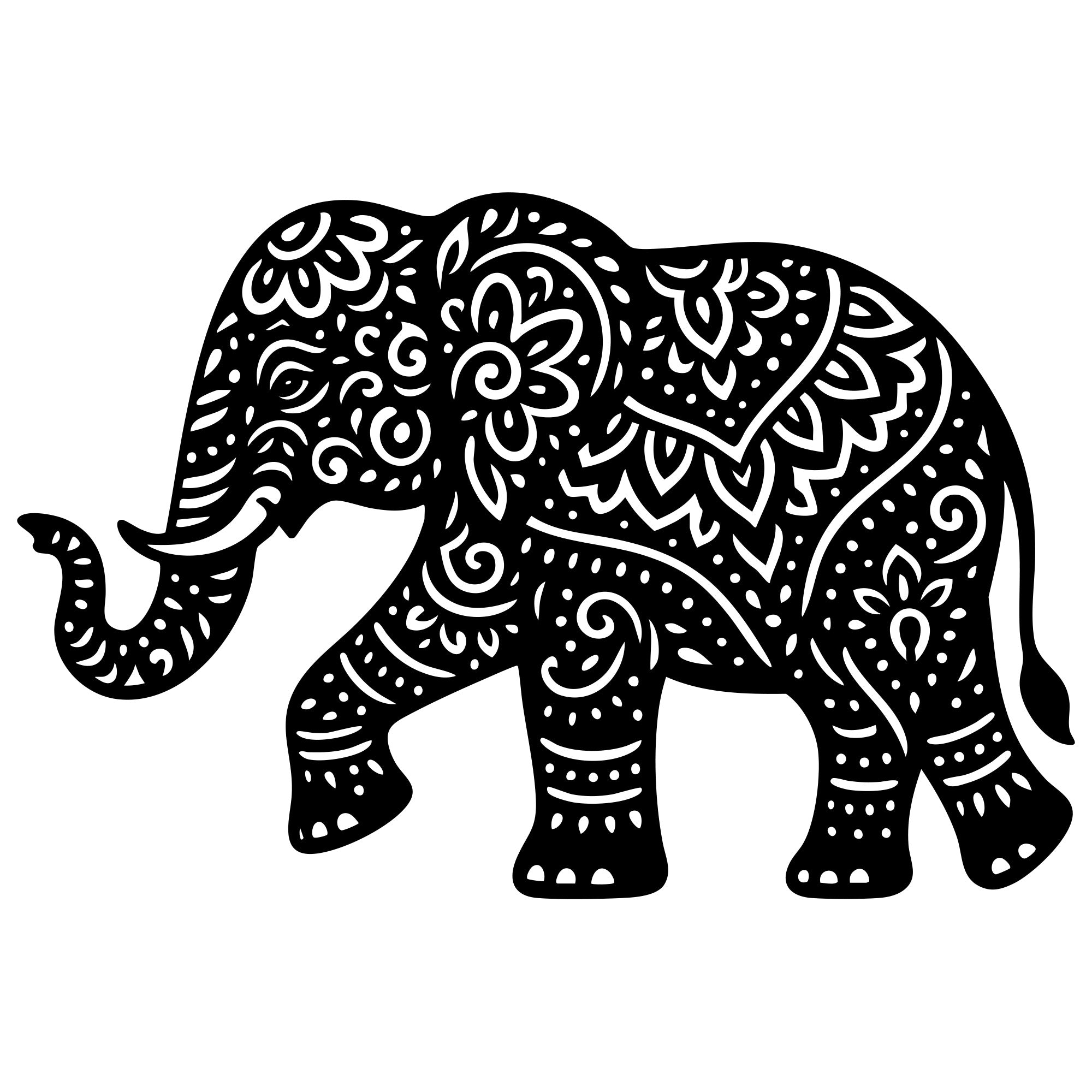 Mandala Elephant DXF File – CNC Cutting Design | AWELEPHANT749