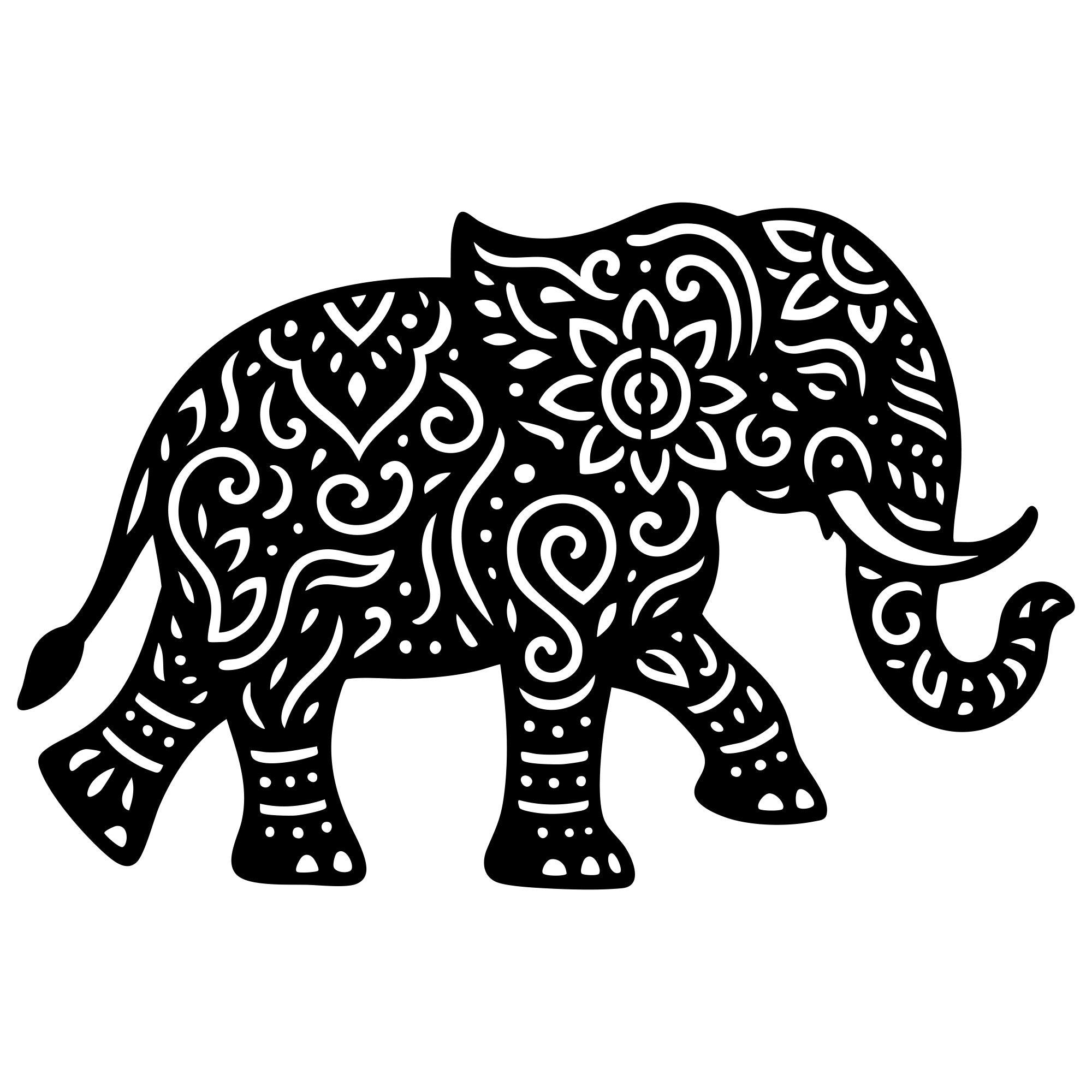 Mandala Elephant DXF File – CNC Cutting Design | AWELEPHANT750