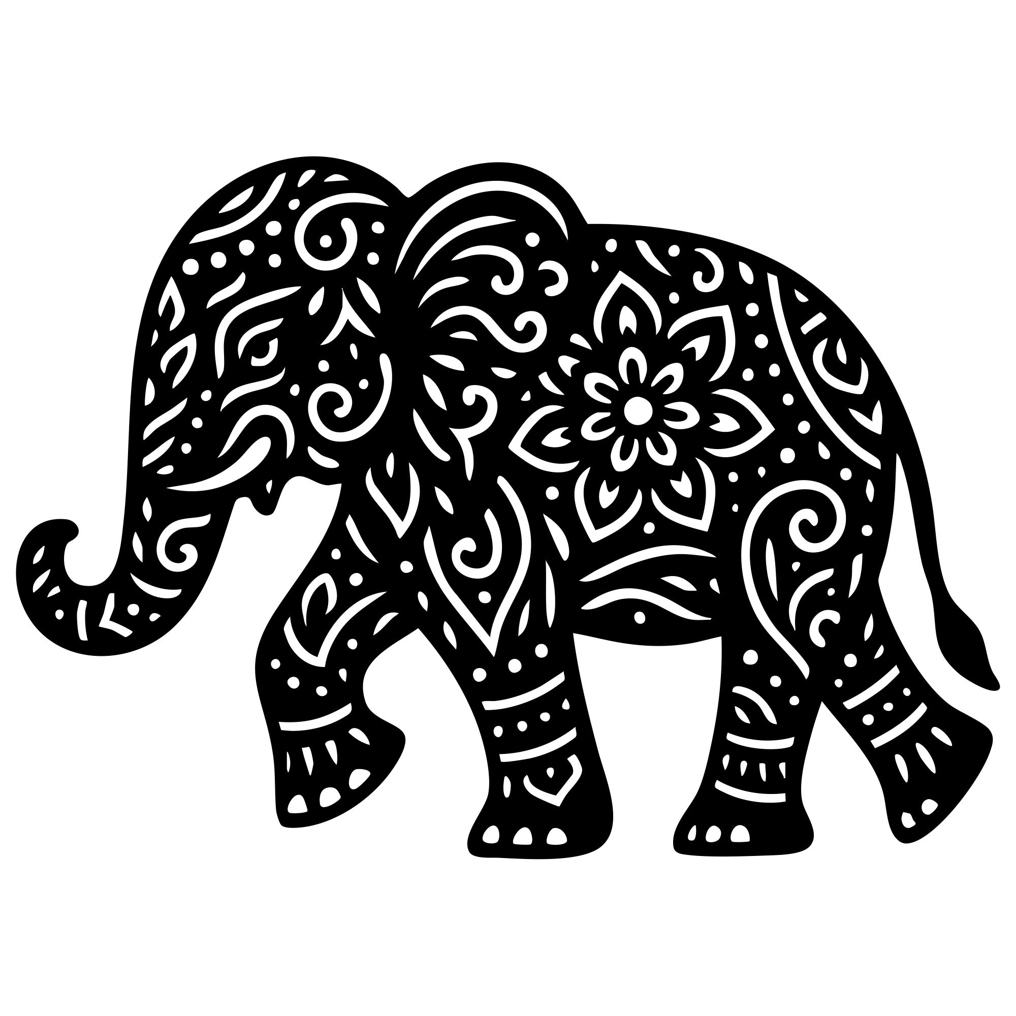 Mandala Elephant DXF File – CNC Cutting Design | AWELEPHANT751