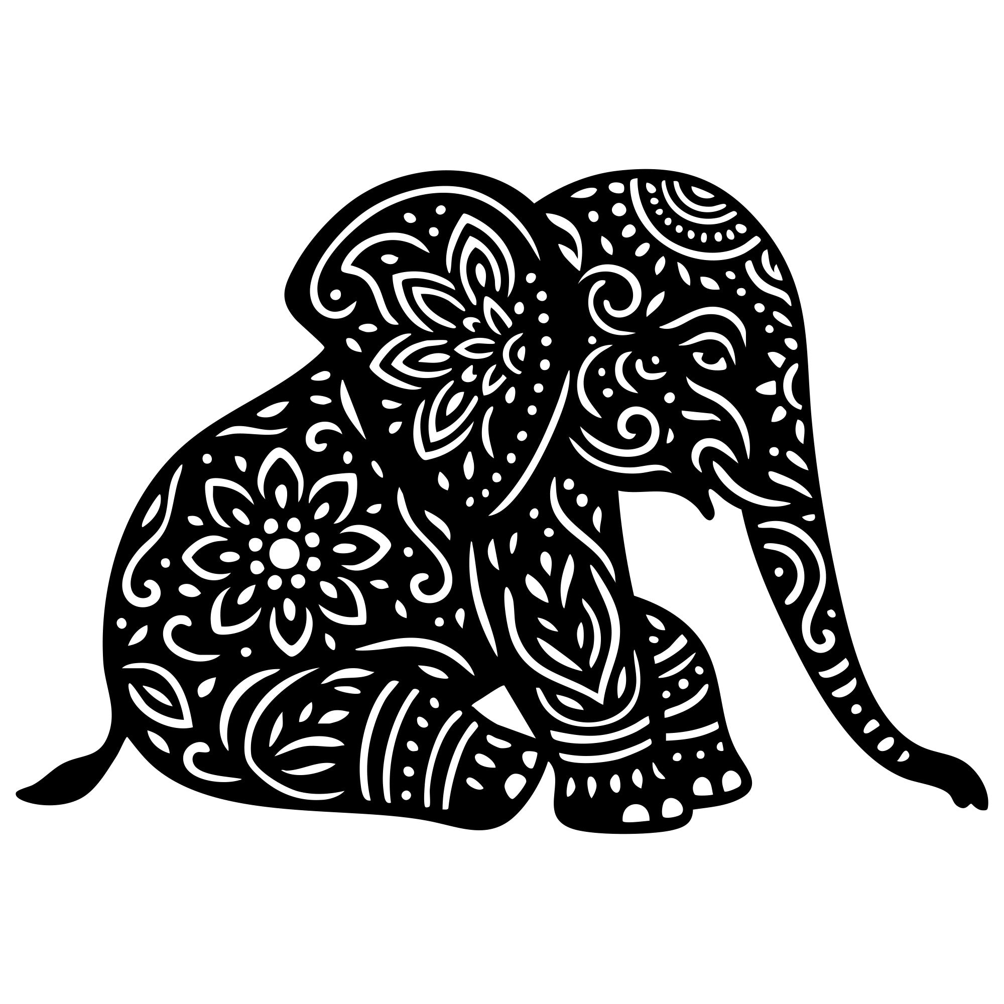 Mandala Elephant DXF File – CNC Cutting Design | AWELEPHANT752