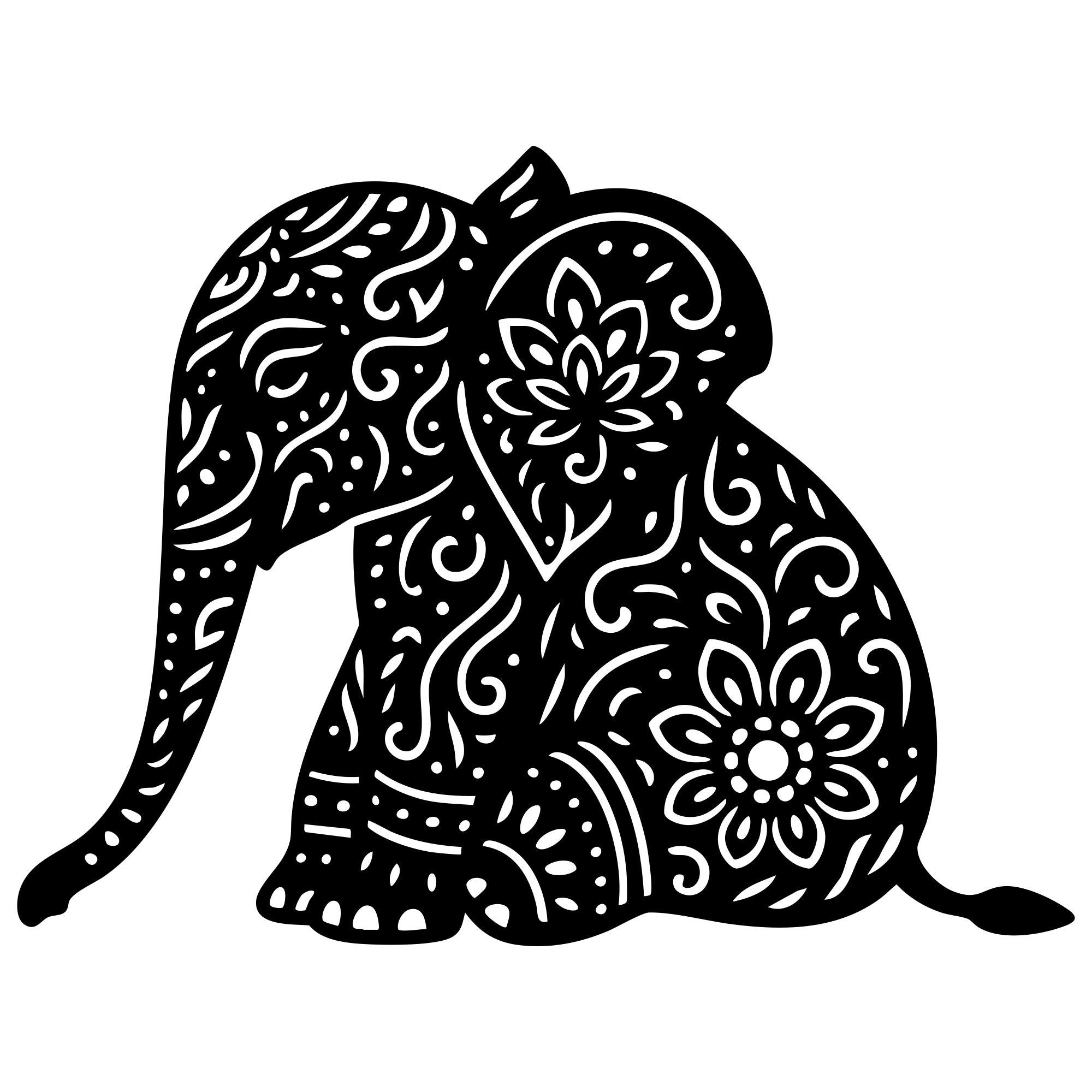 Mandala Elephant DXF File – CNC Cutting Design | AWELEPHANT753