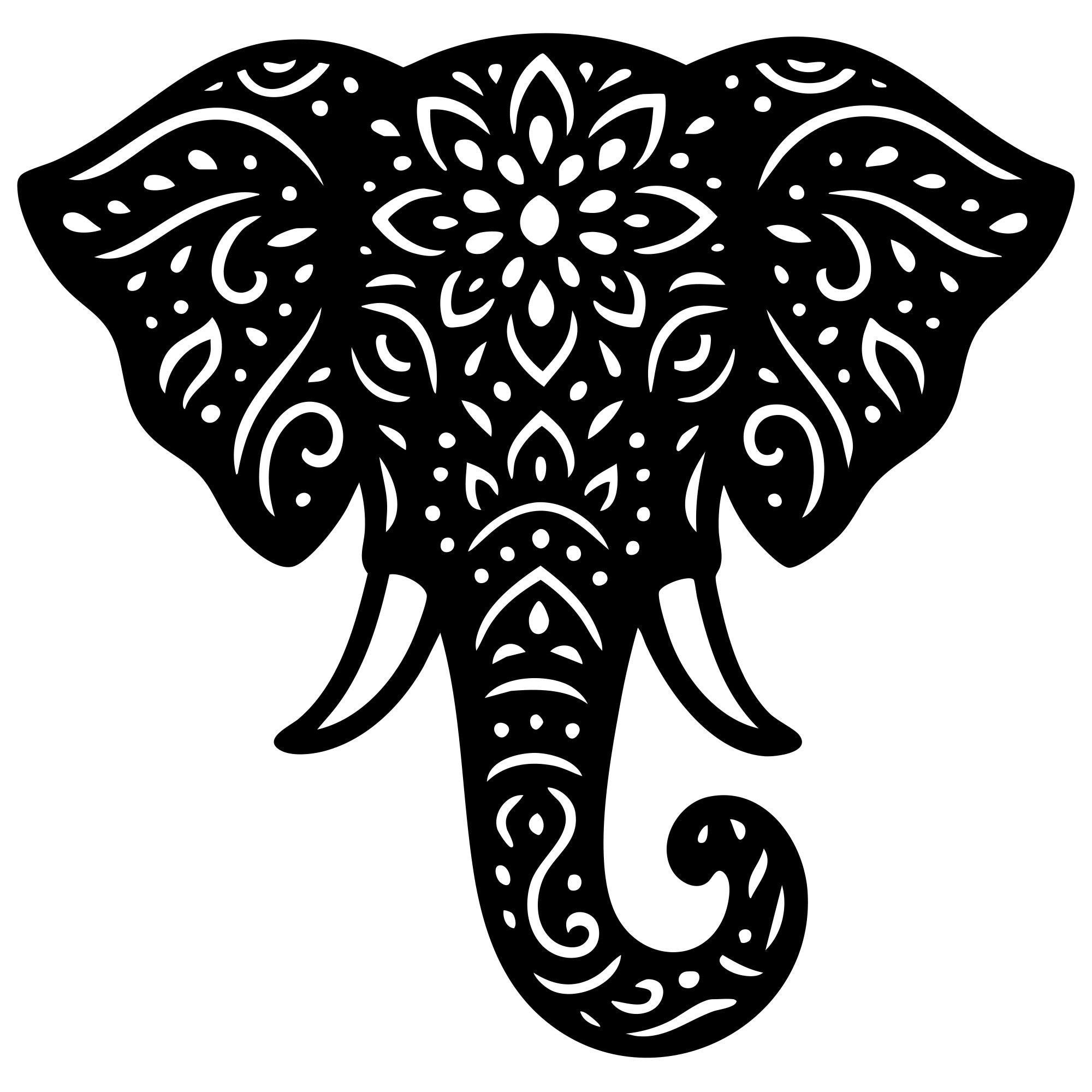 Mandala Elephant Head DXF File – CNC Cutting Design | AWELEPHANT469