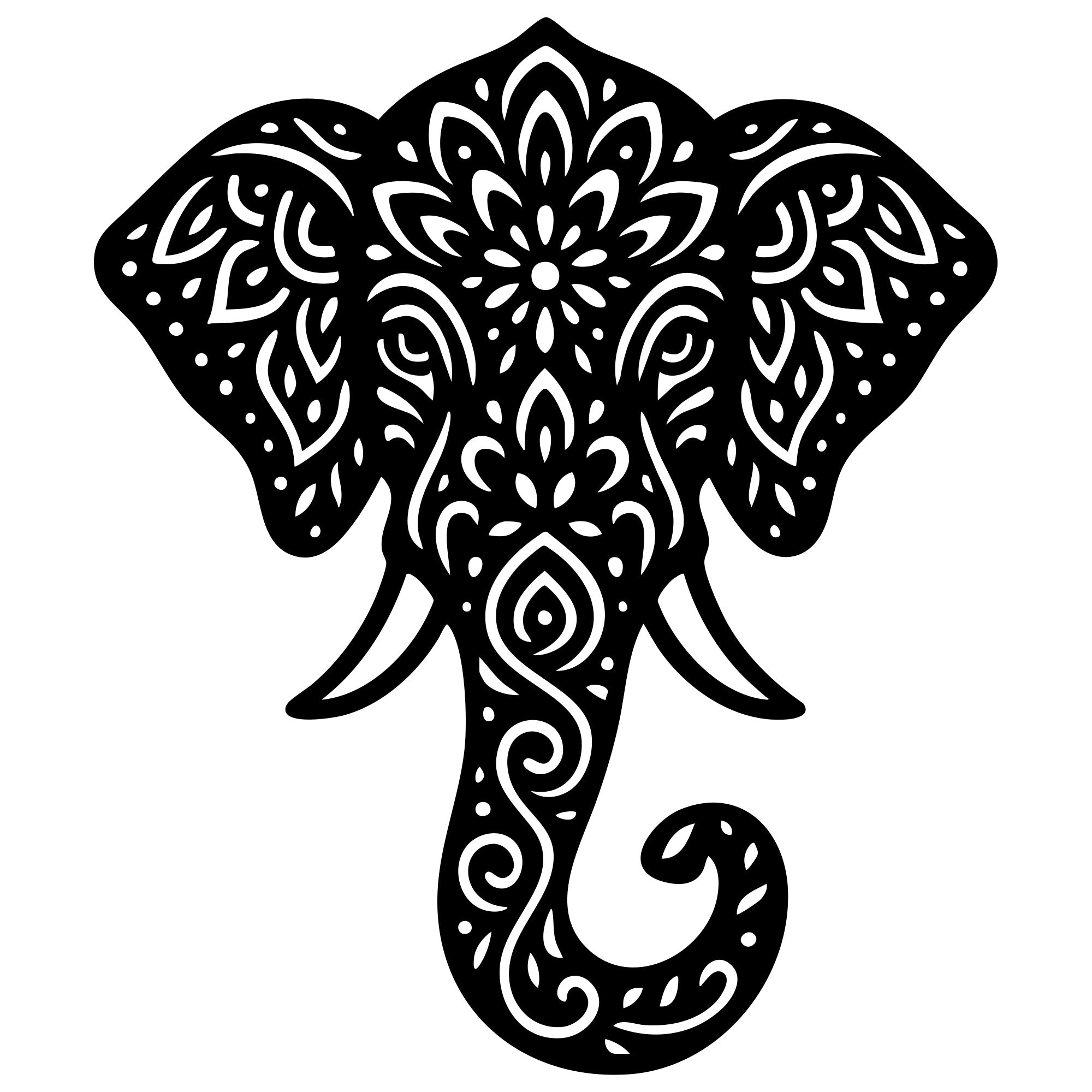 Mandala Elephant Head DXF File – CNC Cutting Design | AWELEPHANT470