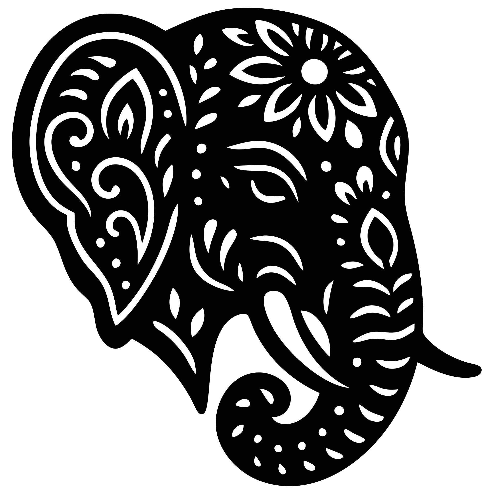 Mandala Elephant Head DXF File – CNC Cutting Design | AWELEPHANT472