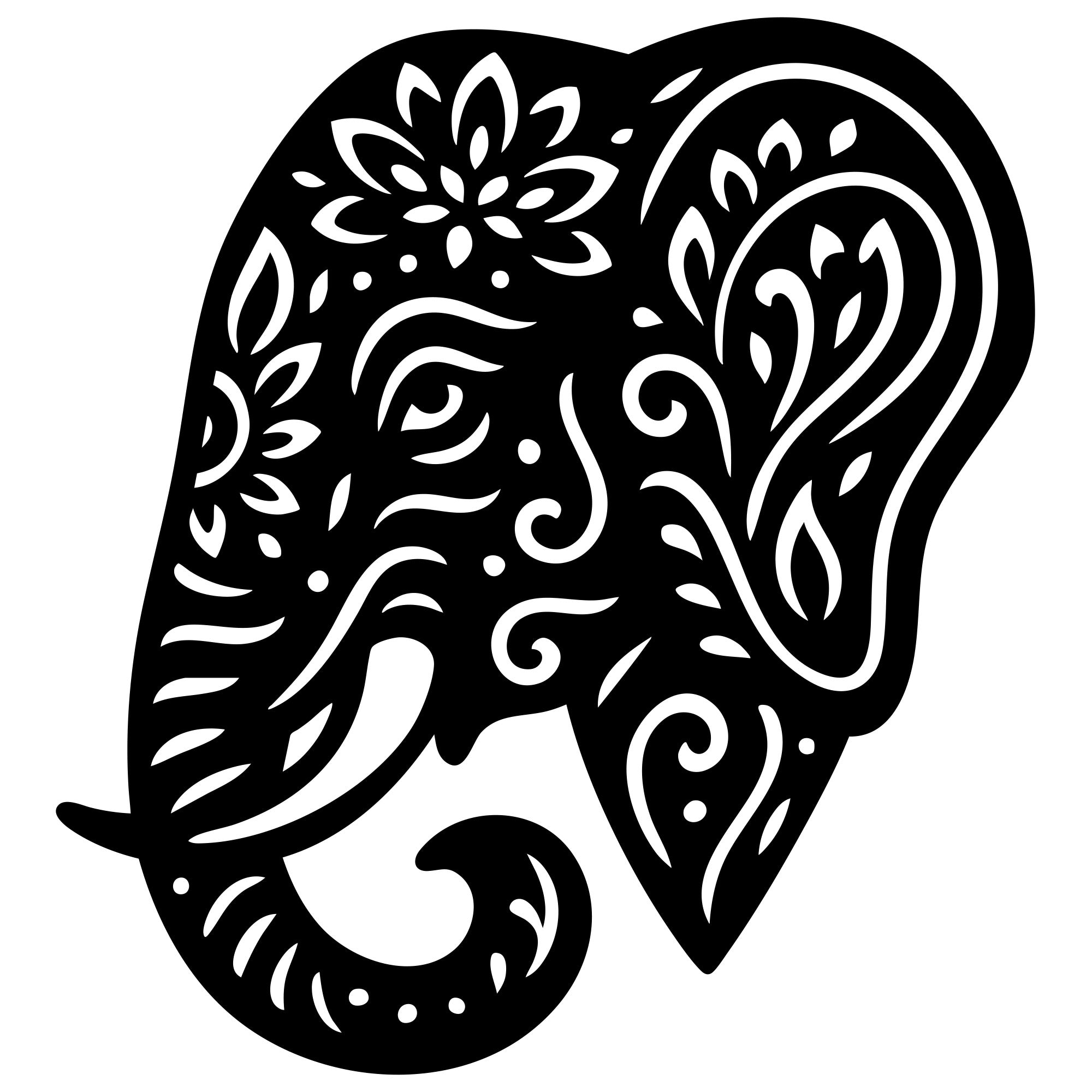 Mandala Elephant Head DXF File – CNC Cutting Design | AWELEPHANT473