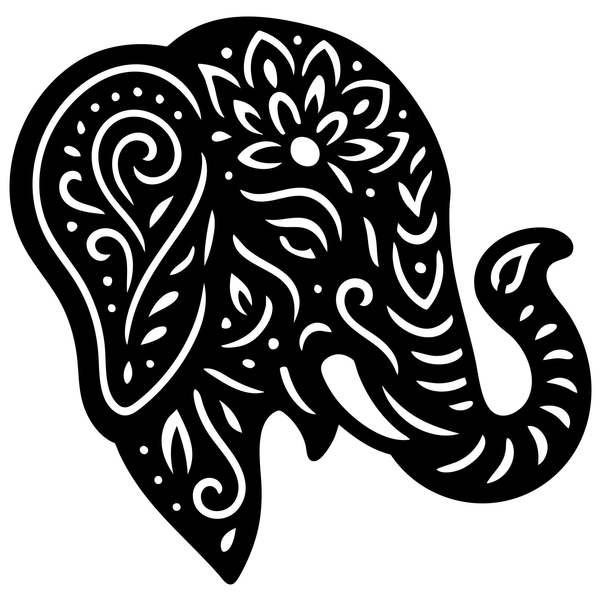 Mandala Elephant Head DXF File – CNC Cutting Design | AWELEPHANT474