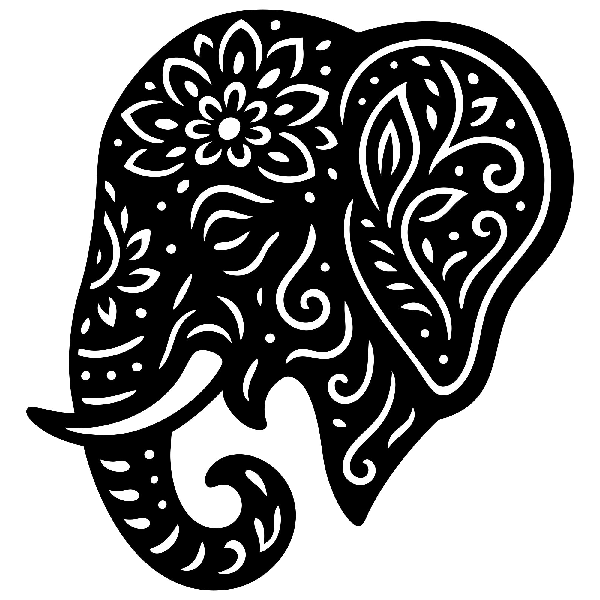 Mandala Elephant Head DXF File – CNC Cutting Design | AWELEPHANT475