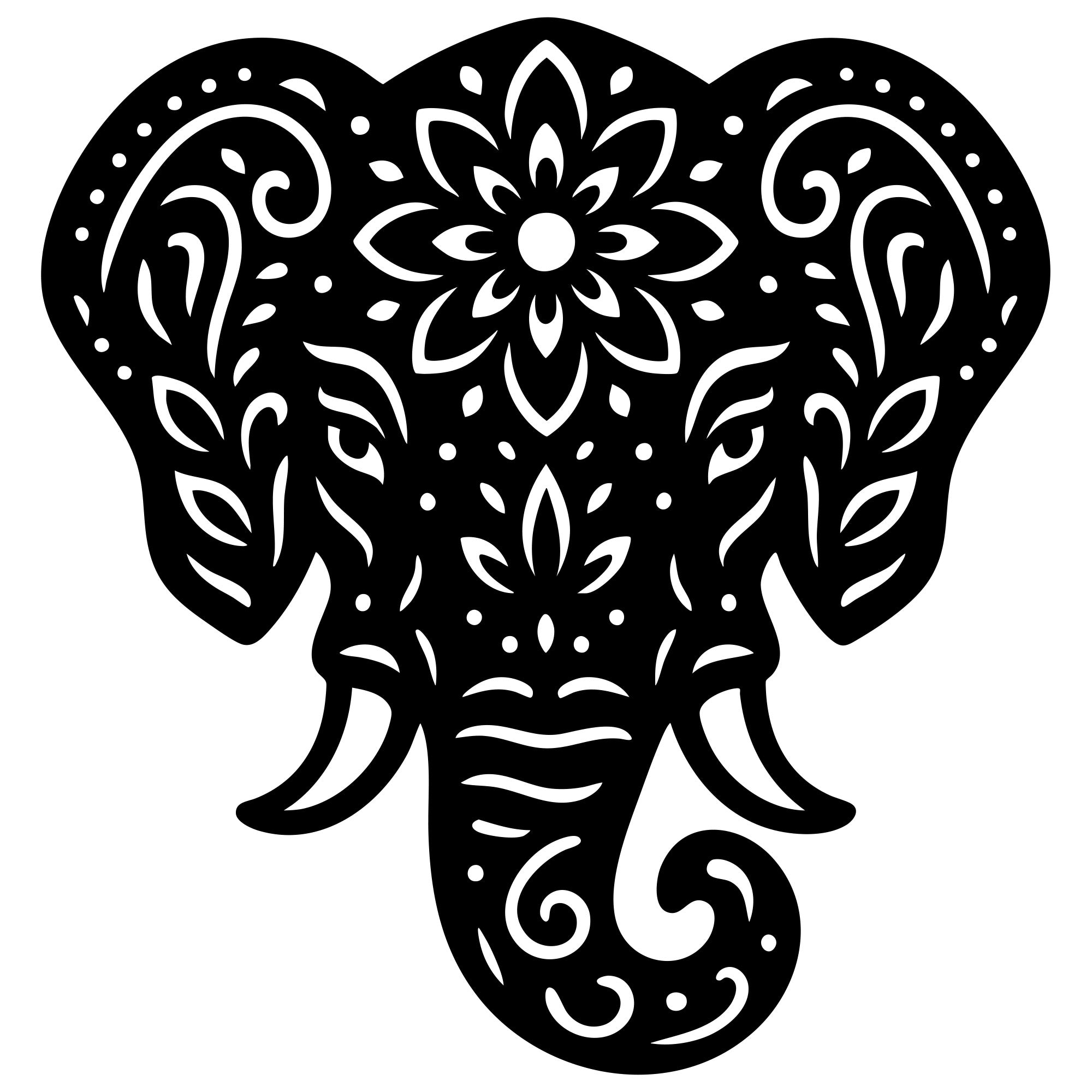 Mandala Elephant Head DXF File – CNC Cutting Design | AWELEPHANT476