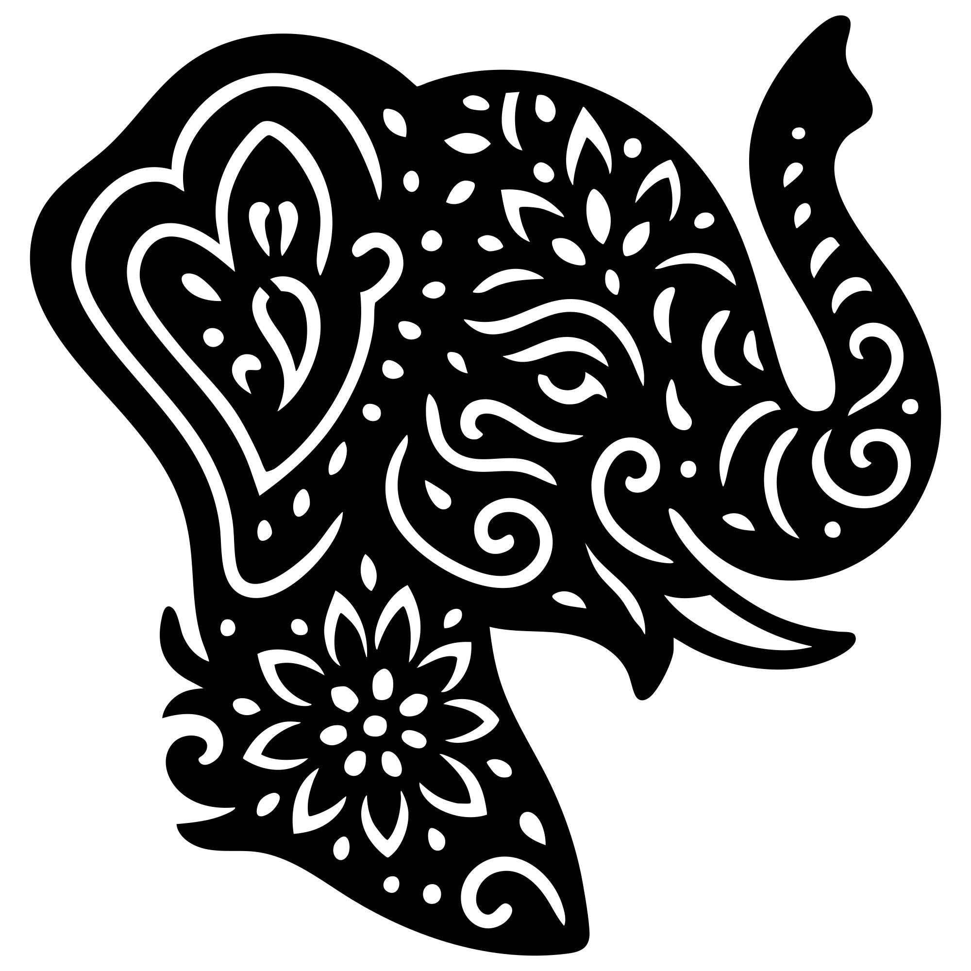 Mandala Elephant Head DXF File – CNC Cutting Design | AWELEPHANT477
