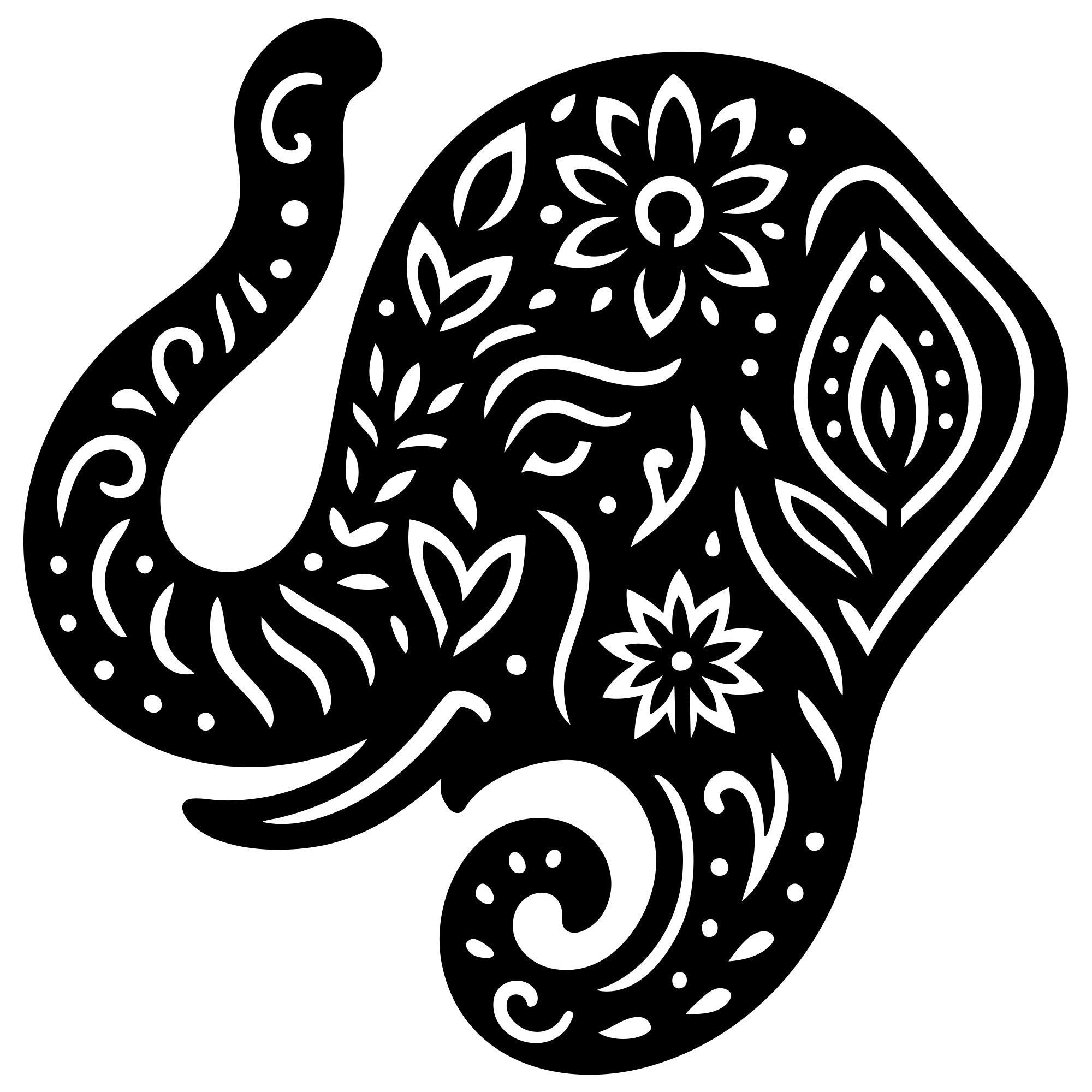 Mandala Elephant Head DXF File – CNC Cutting Design | AWELEPHANT480