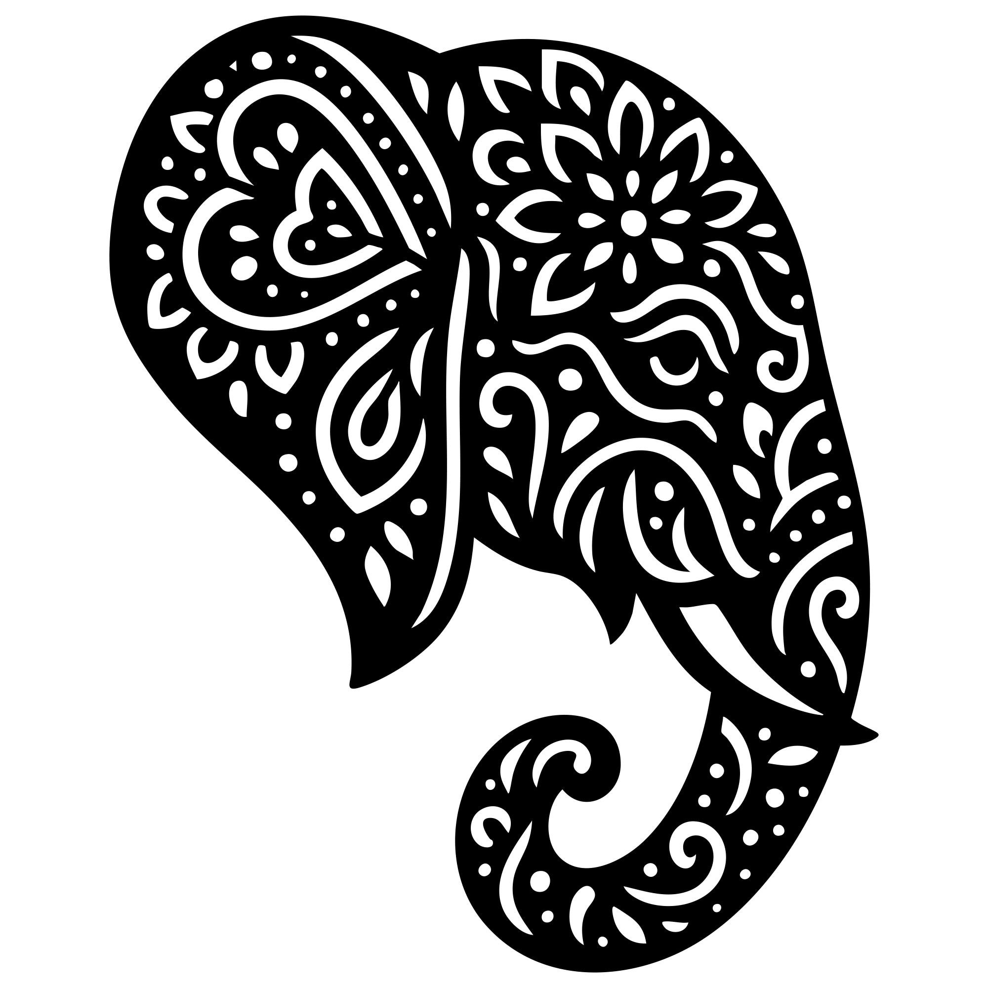 Mandala Elephant Head DXF File – CNC Cutting Design | AWELEPHANT483