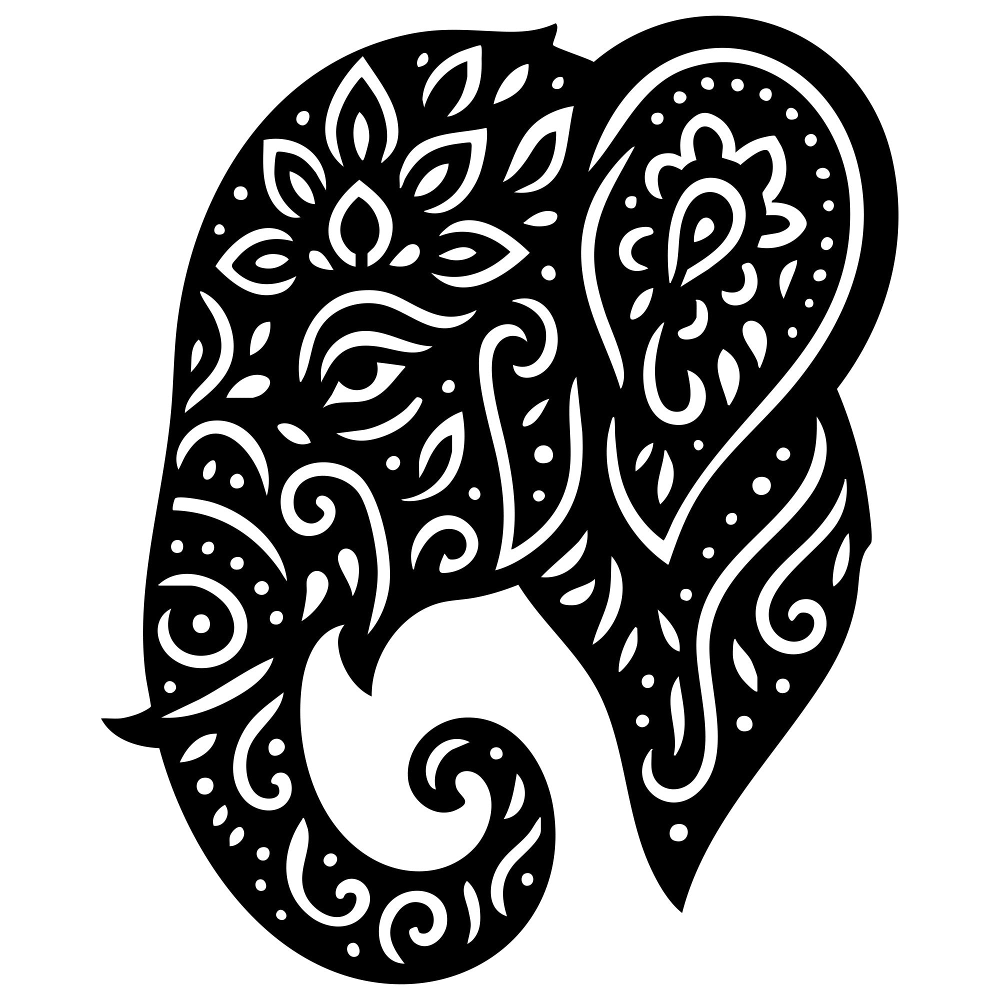 Mandala Elephant Head DXF File – CNC Cutting Design | AWELEPHANT484
