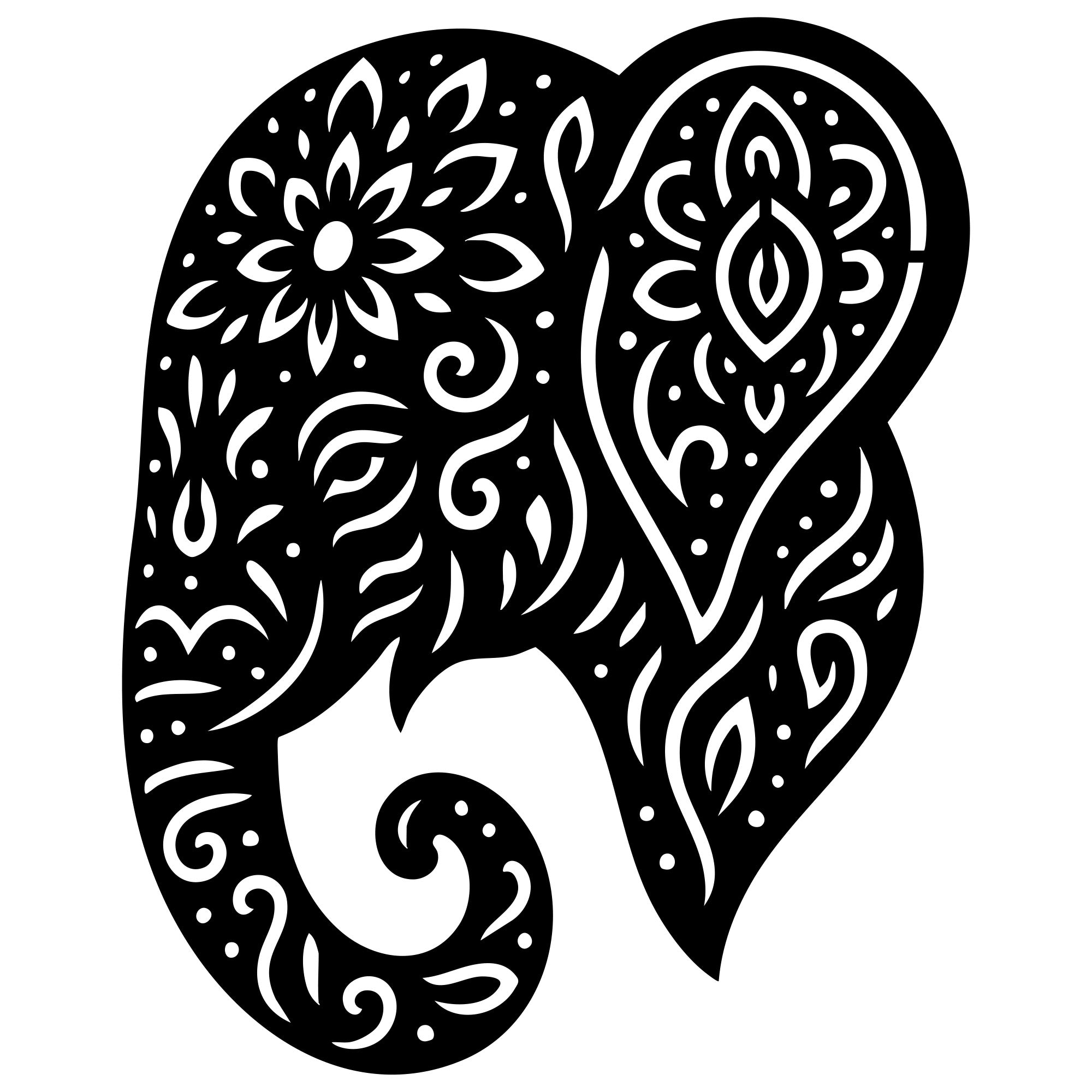 Mandala Elephant Head DXF File – CNC Cutting Design | AWELEPHANT486