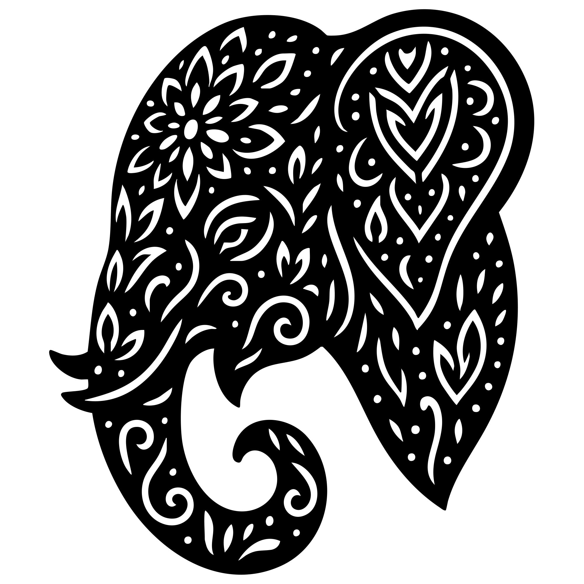 Mandala Elephant Head DXF File – CNC Cutting Design | AWELEPHANT488