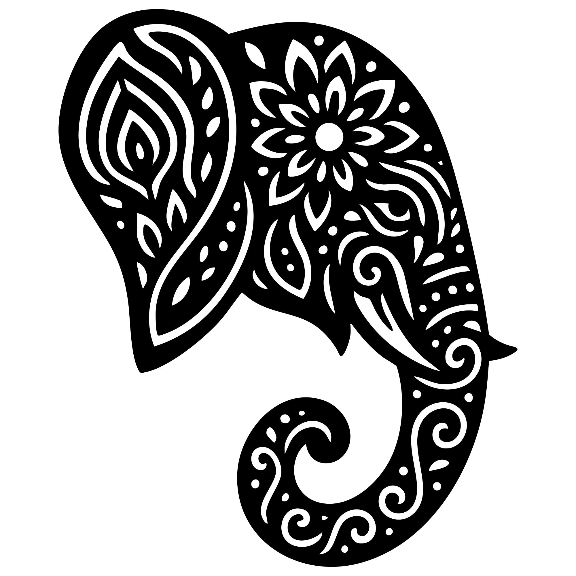 Mandala Elephant Head DXF File – CNC Cutting Design | AWELEPHANT489