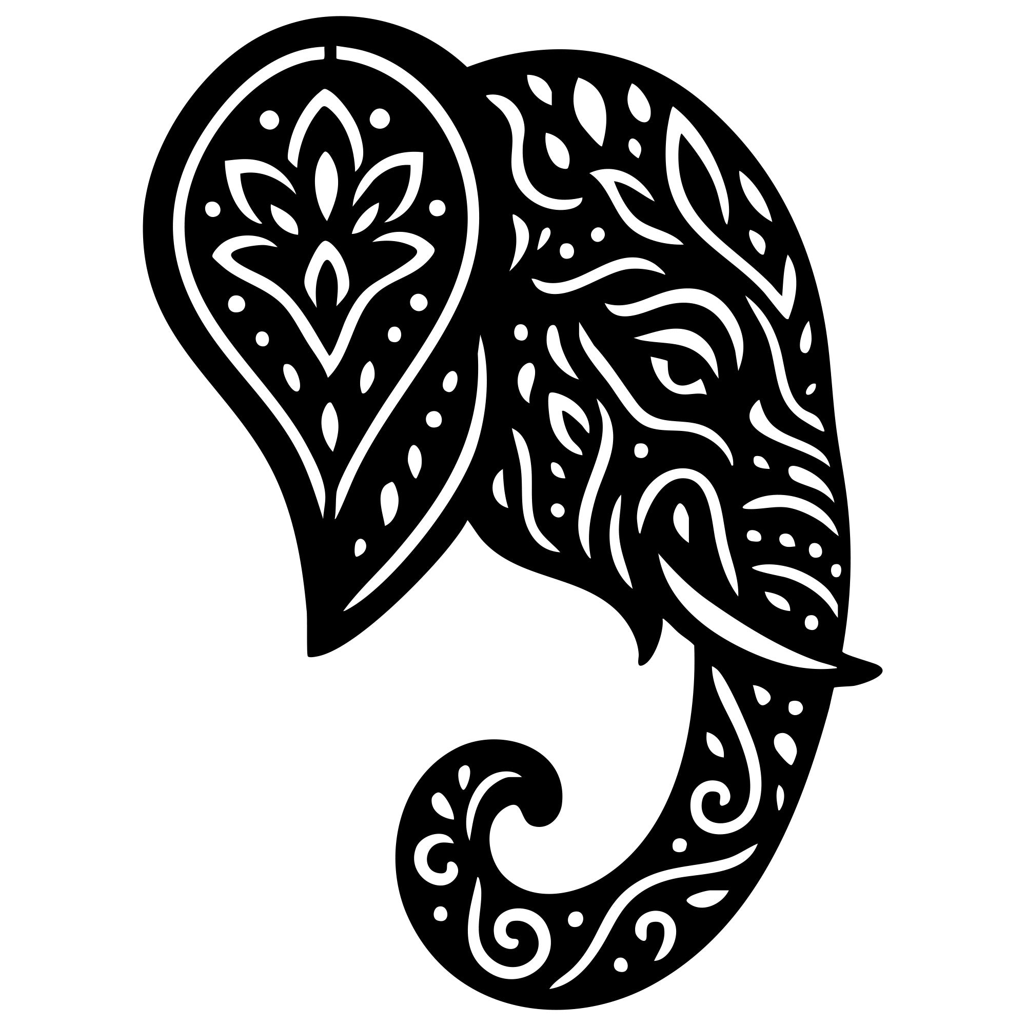 Mandala Elephant Head DXF File – CNC Cutting Design | AWELEPHANT491