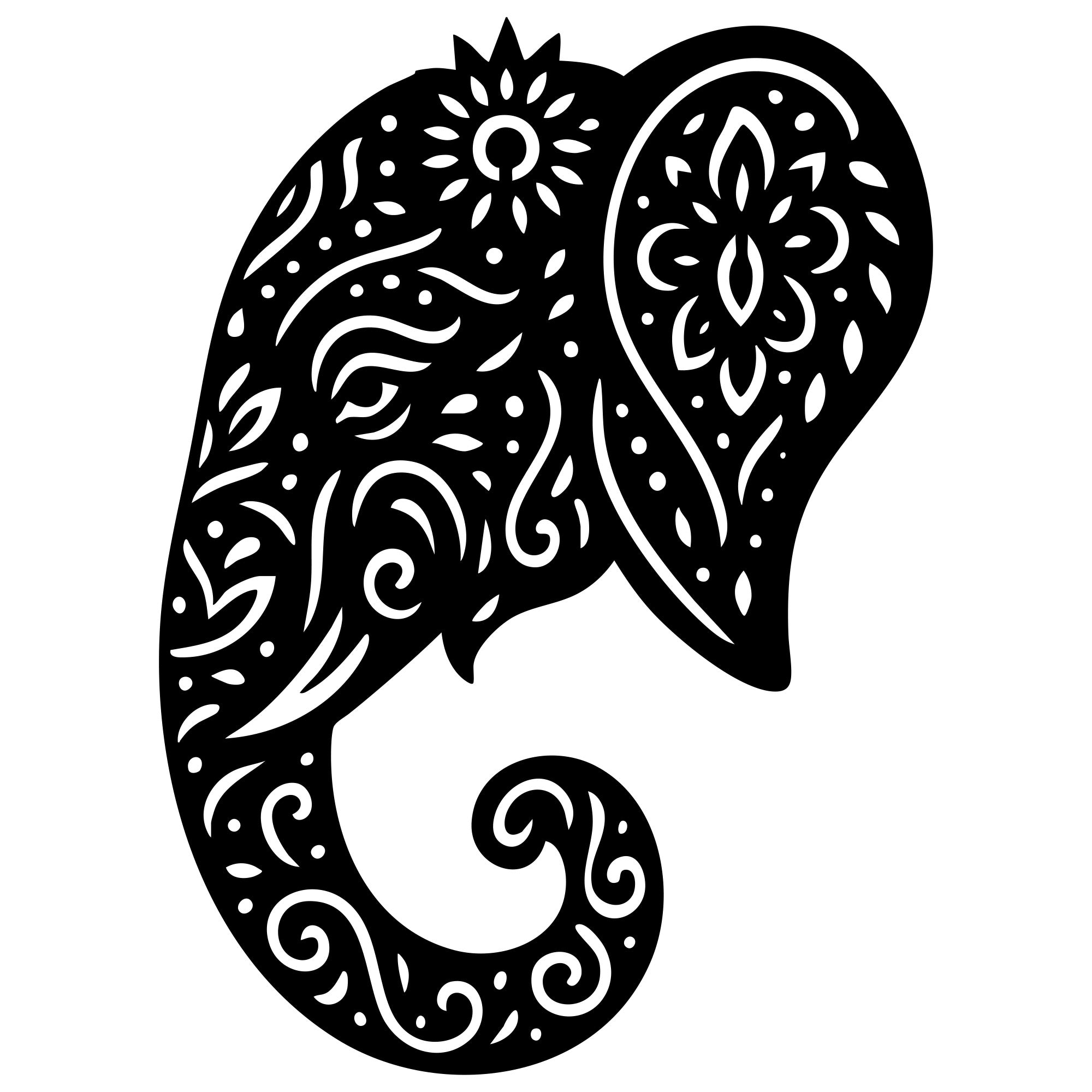 Mandala Elephant Head DXF File – CNC Cutting Design | AWELEPHANT492