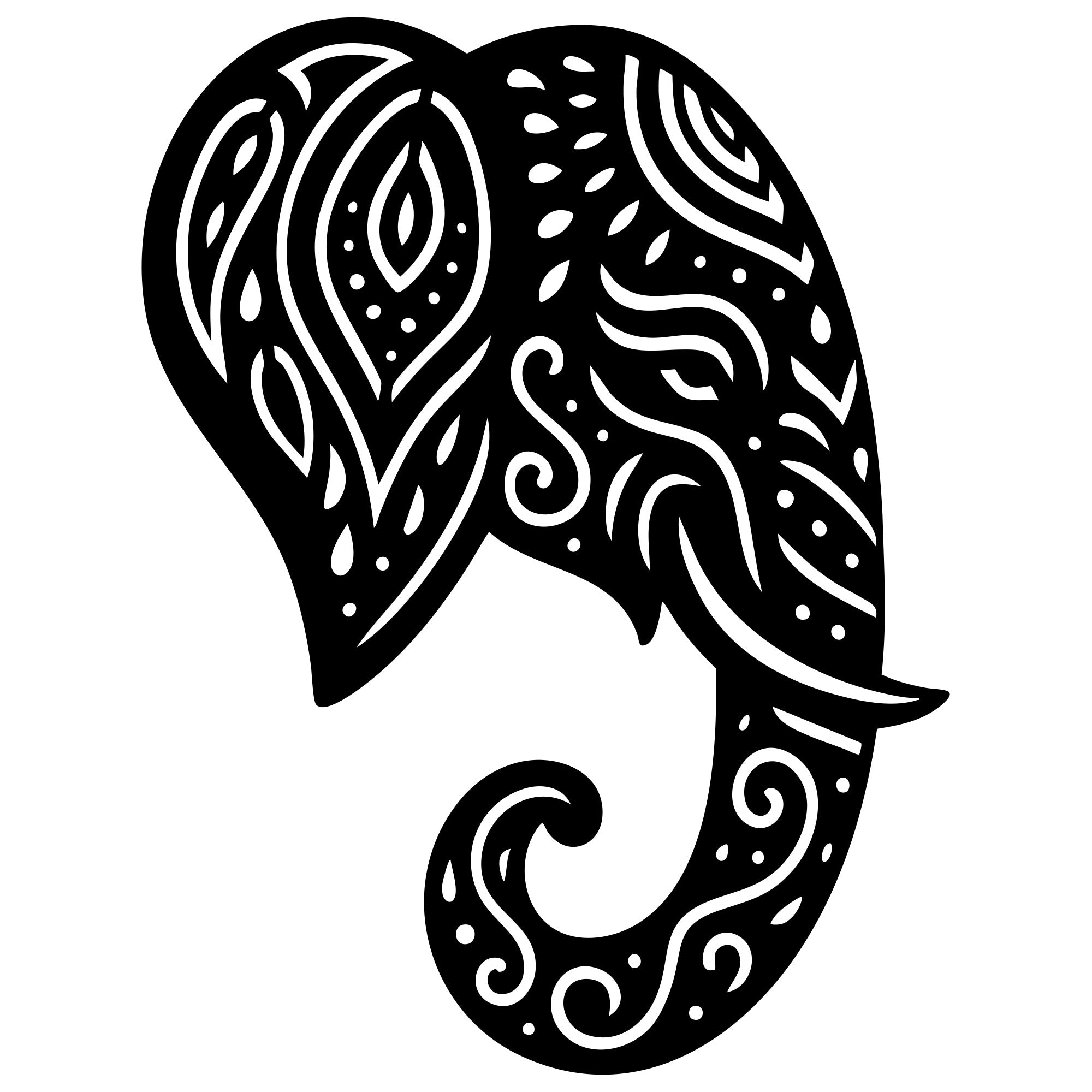 Mandala Elephant Head DXF File – CNC Cutting Design | AWELEPHANT493