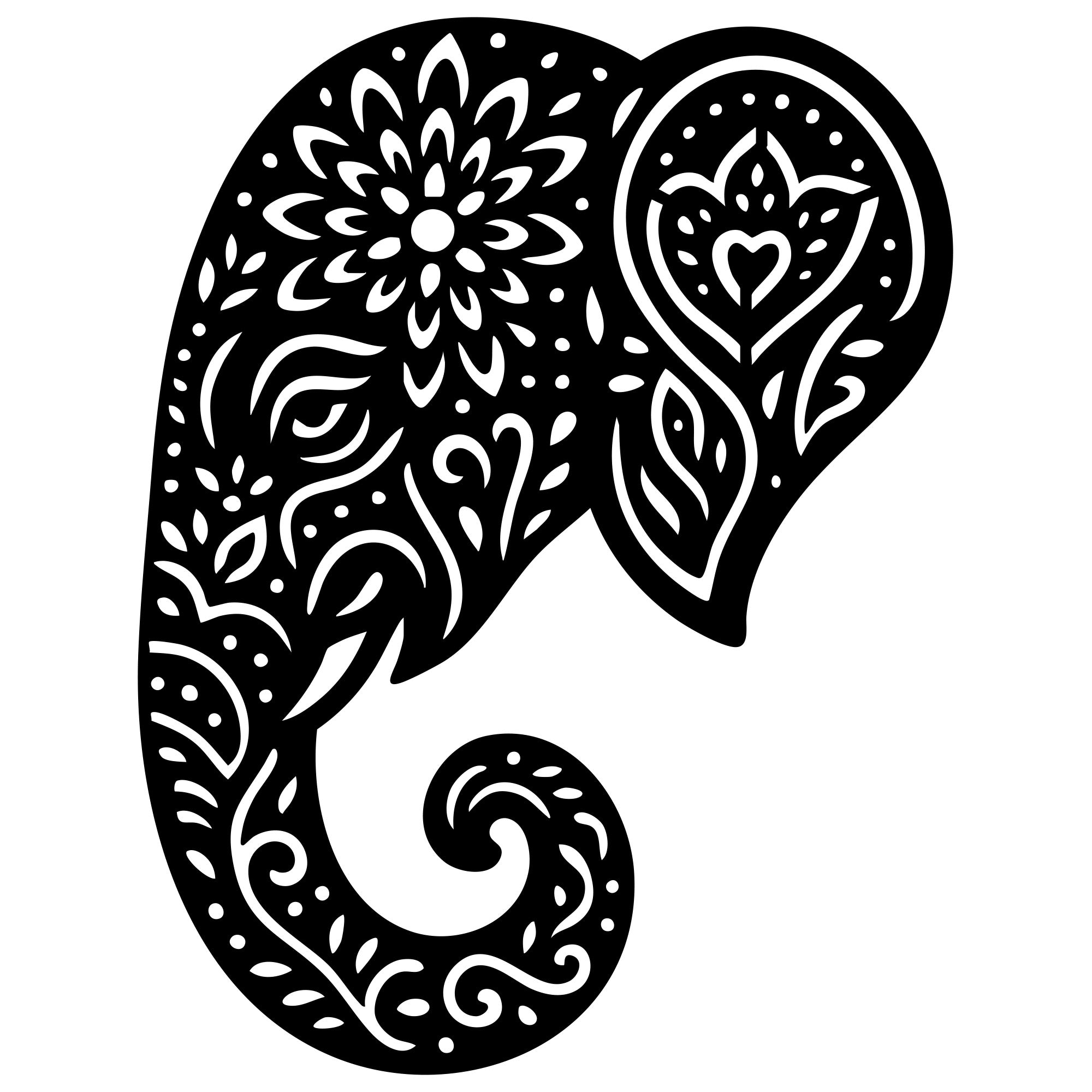 Mandala Elephant Head DXF File – CNC Cutting Design | AWELEPHANT494