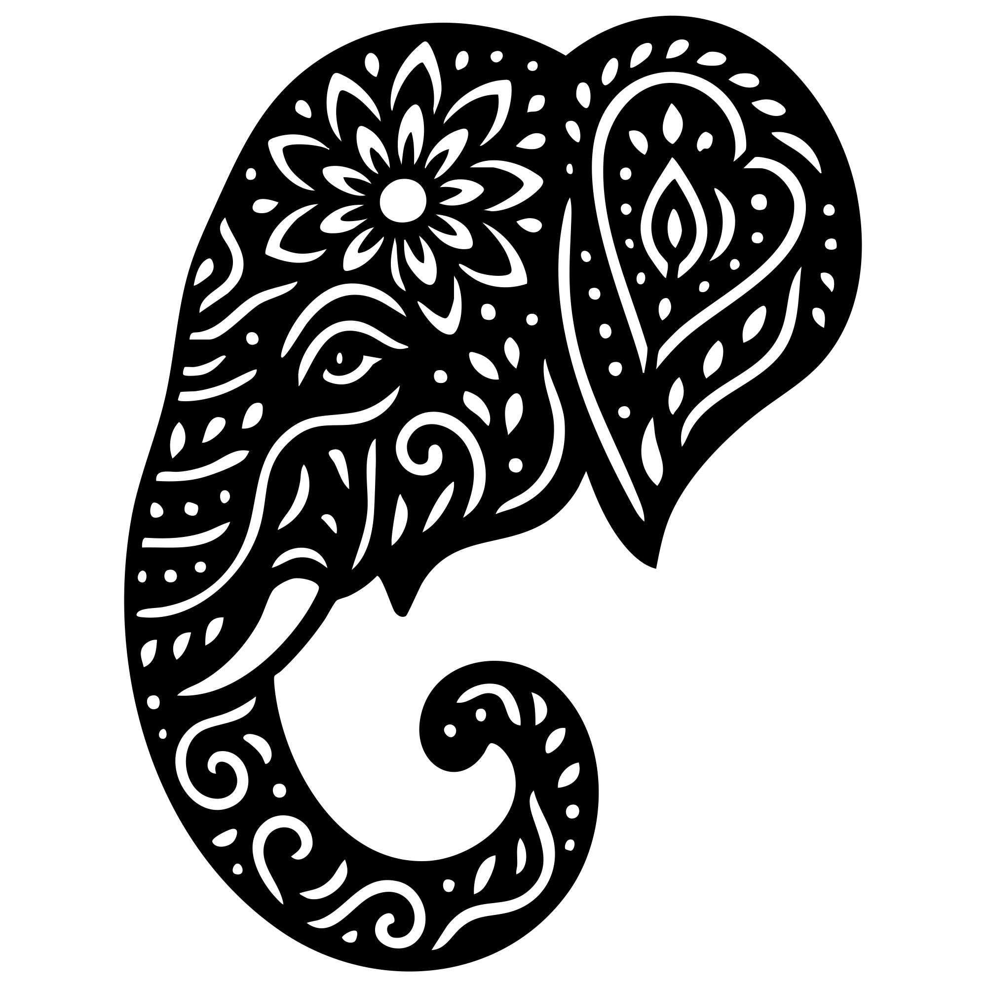 Mandala Elephant Head DXF File – CNC Cutting Design | AWELEPHANT502