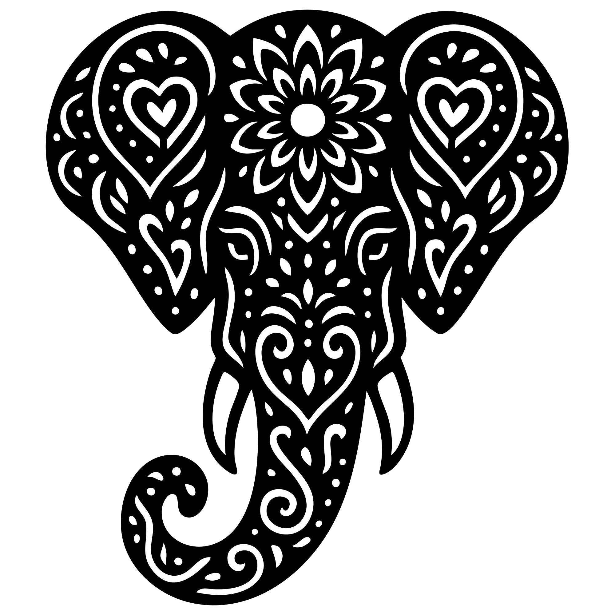 Mandala Elephant Head DXF File – CNC Cutting Design | AWELEPHANT503