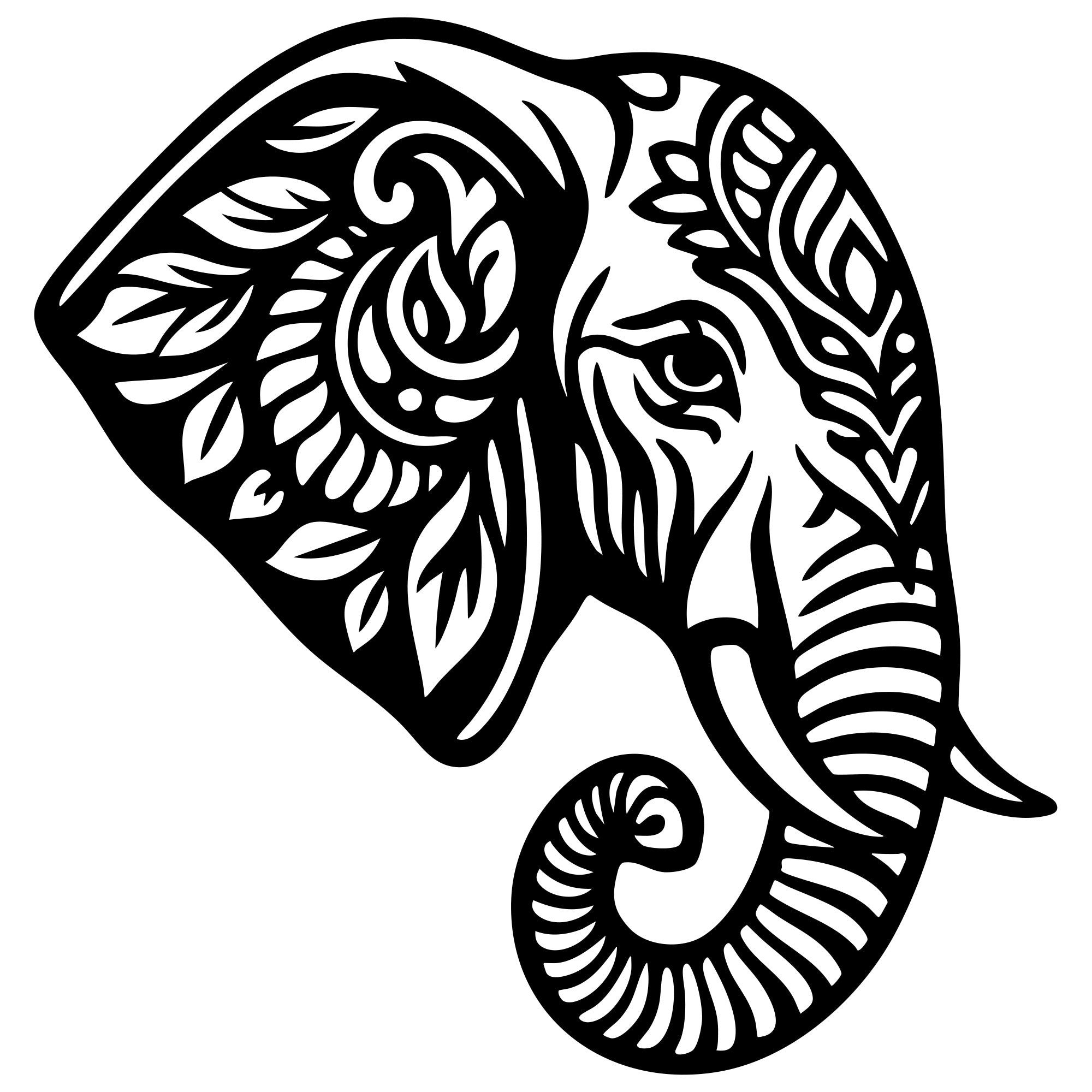 Mandala Elephant Head DXF File – CNC Cutting Design | AWELEPHANT506