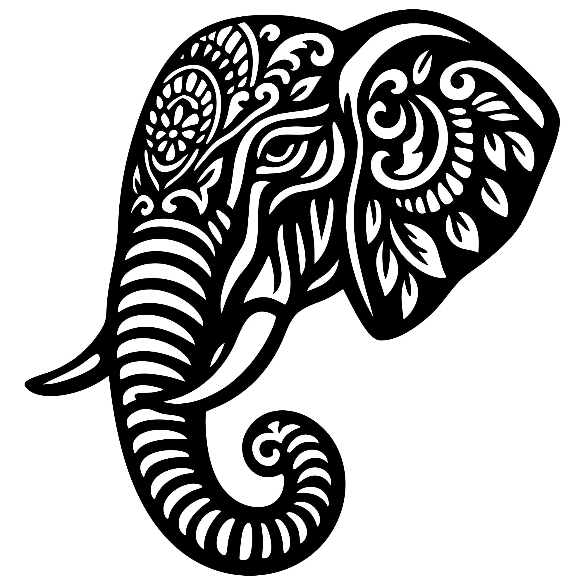 Mandala Elephant Head DXF File – CNC Cutting Design | AWELEPHANT507