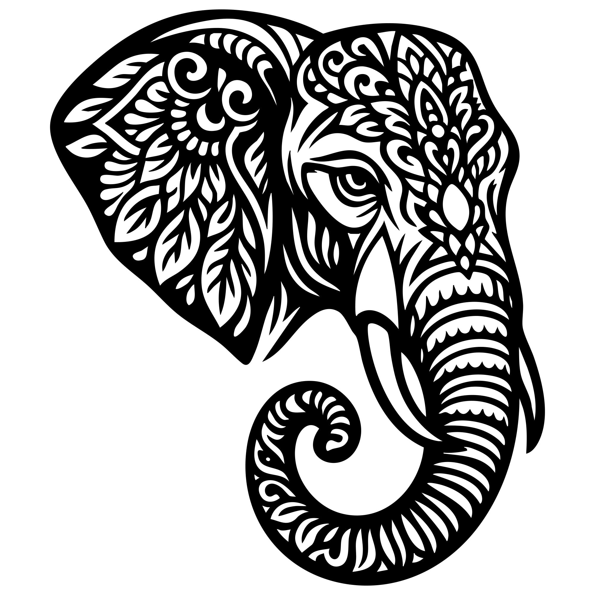 Mandala Elephant Head DXF File – CNC Cutting Design | AWELEPHANT510