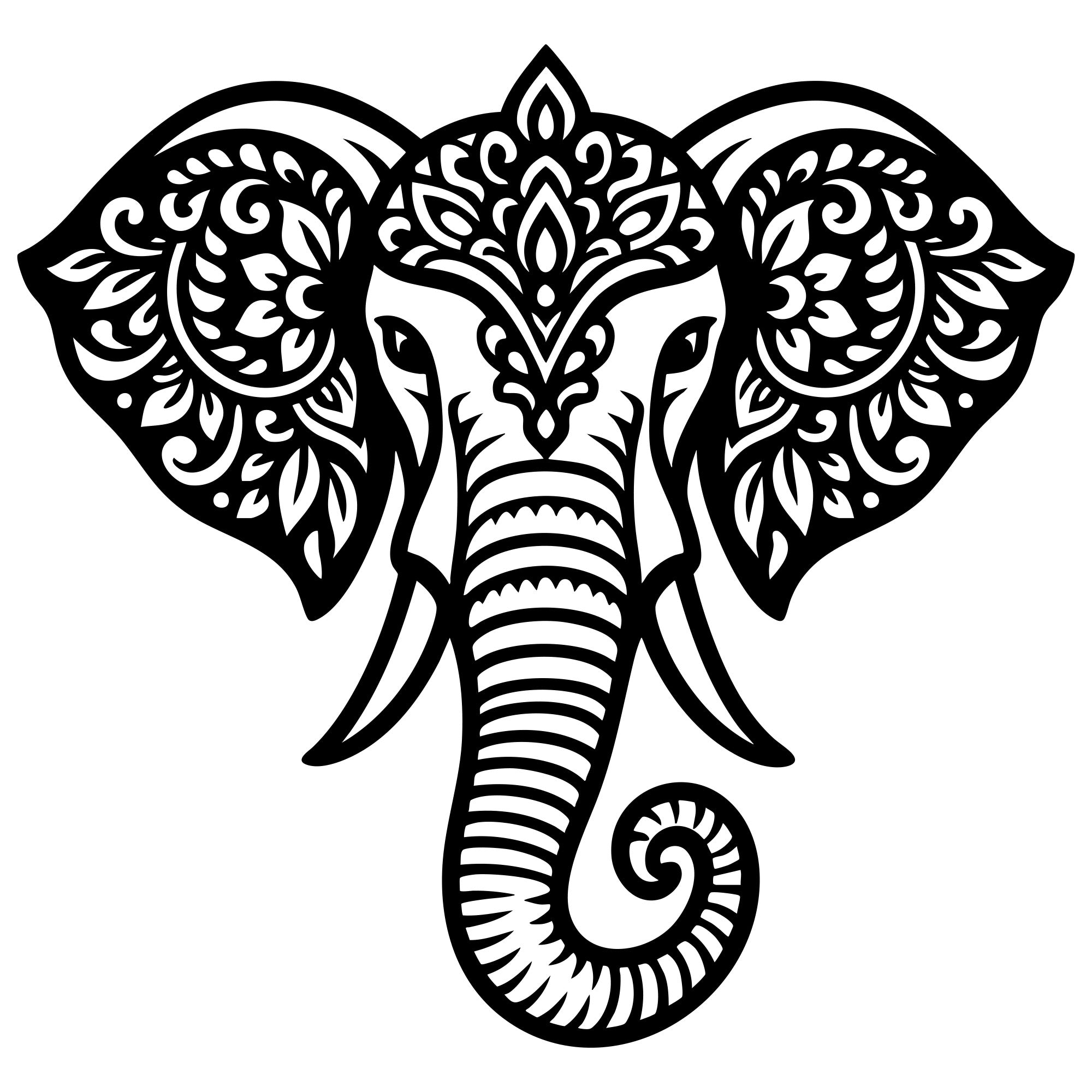 Mandala Elephant Head DXF File – CNC Cutting Design | AWELEPHANT514