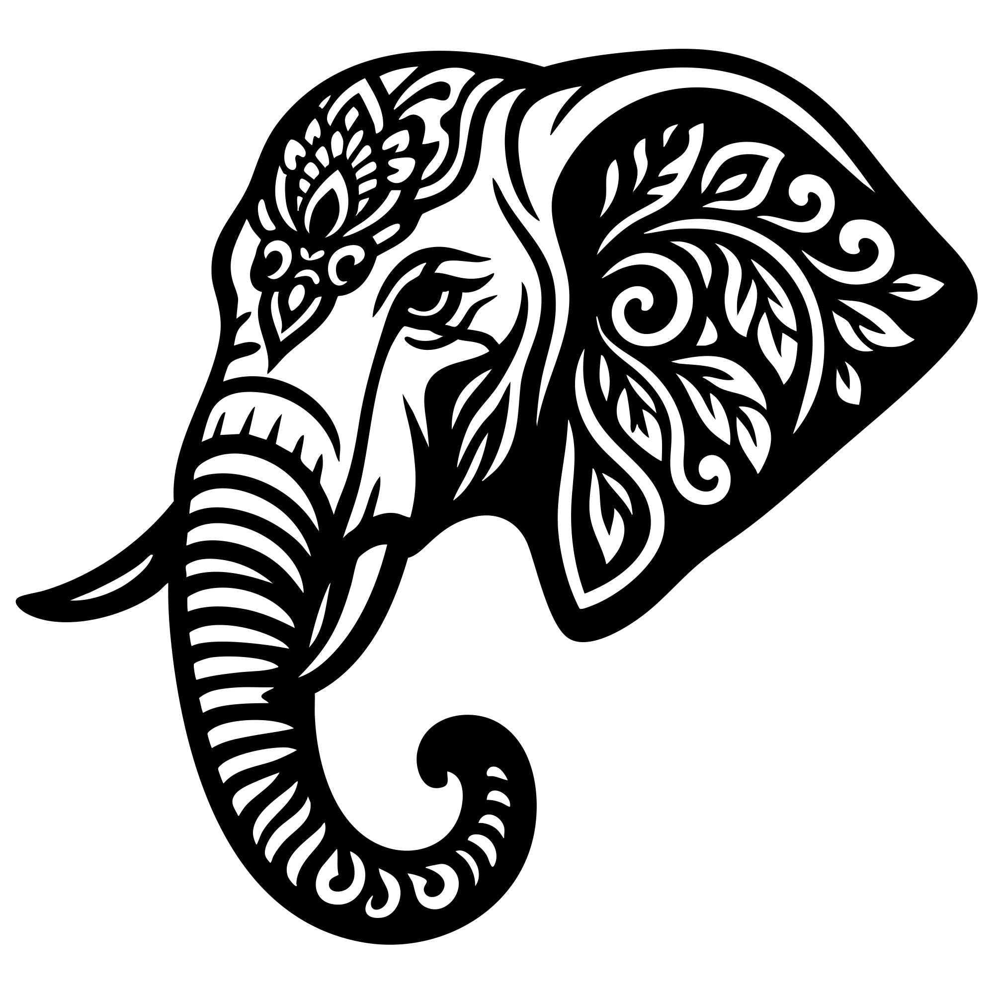 Mandala Elephant Head DXF File – CNC Cutting Design | AWELEPHANT520